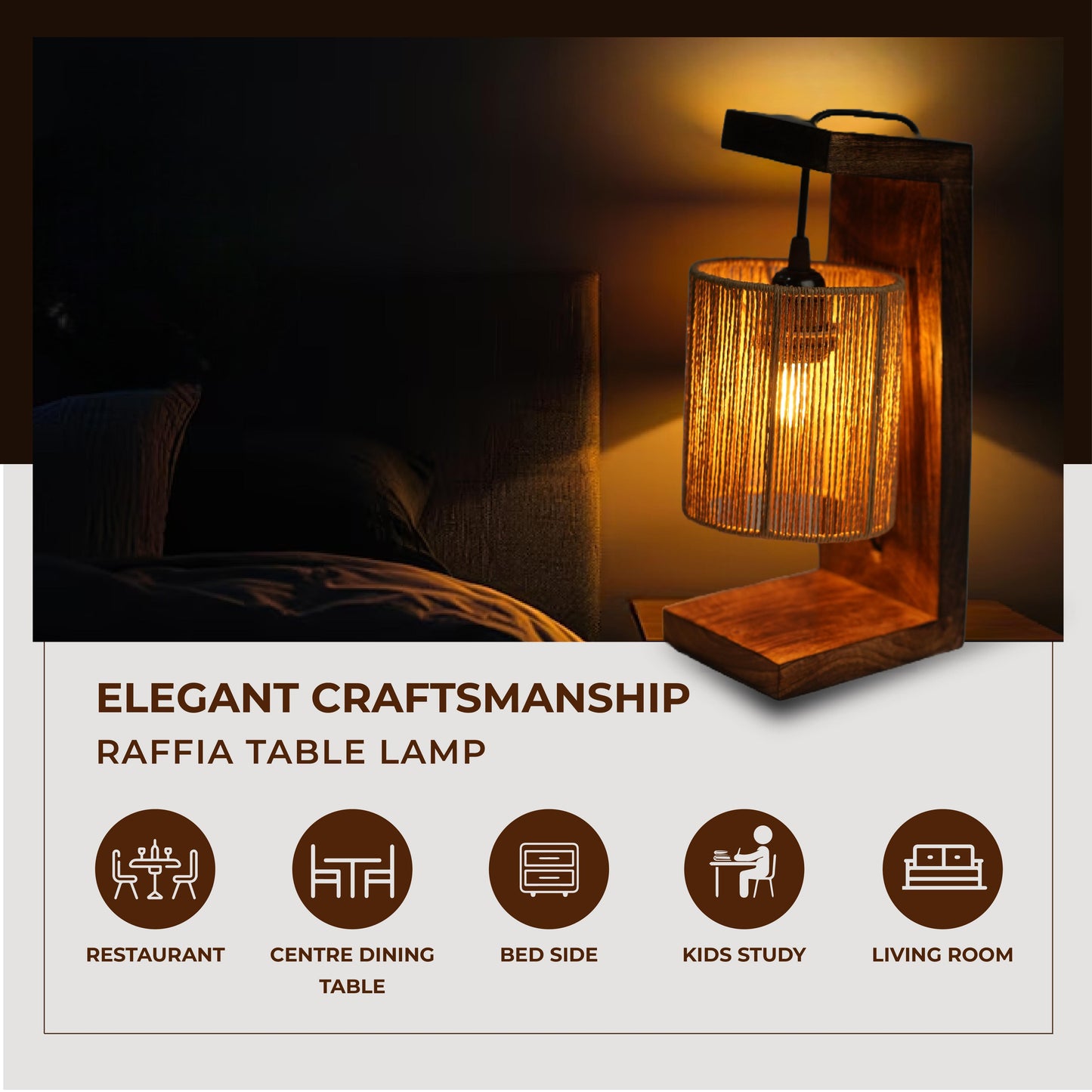 Rustic Raffia Table Lamp – Earthy Texture, Serene Glow