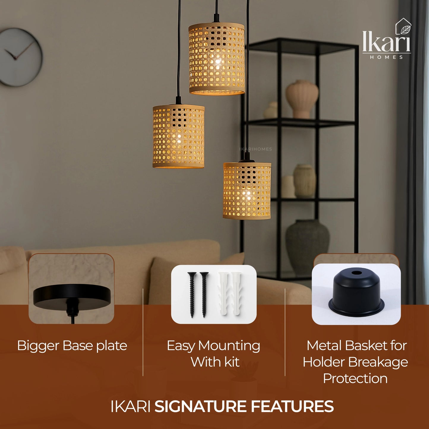 Rattan Woven Hanging Lamp Chandelier