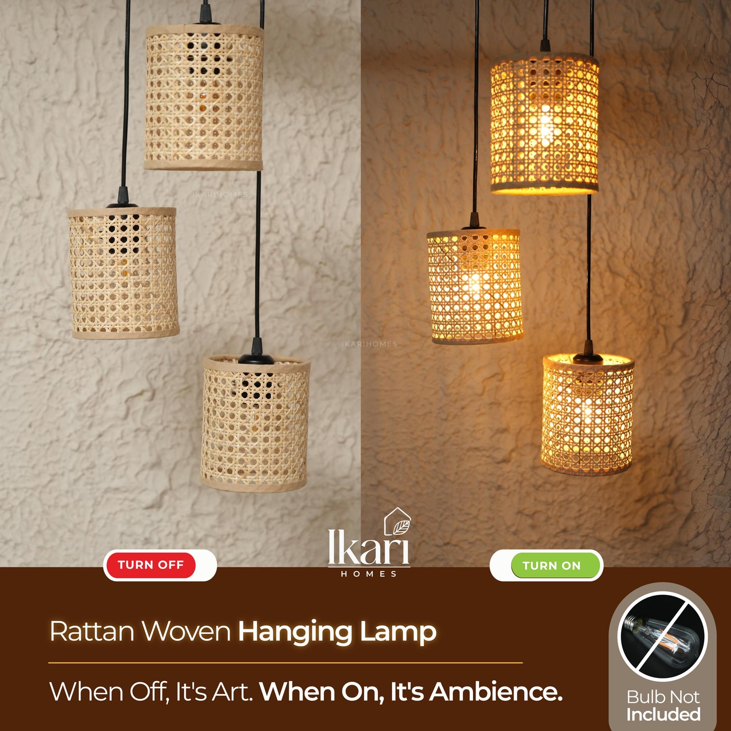 Rattan Woven Hanging Lamp Chandelier
