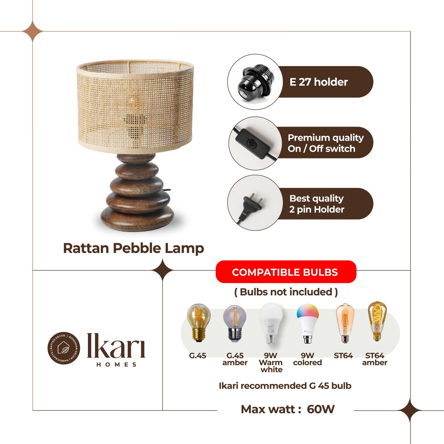 Rattan Pebble Table Lamp