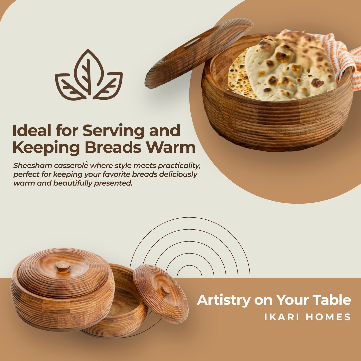 Handcrafted Premium Sheesham Wooden Chapati box