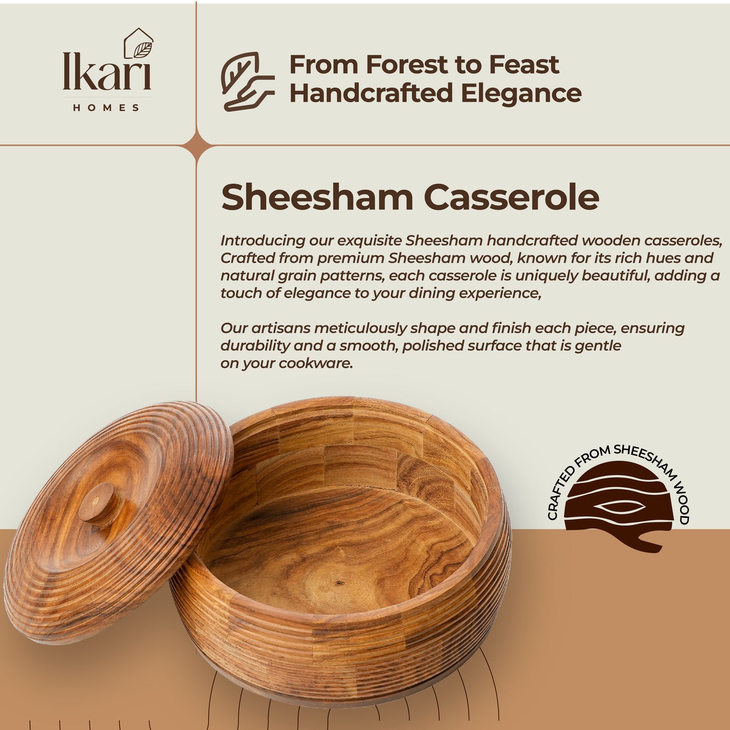Handcrafted Premium Sheesham Wooden Chapati box