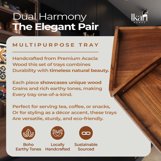 Dual Harmony Acacia Tray Set