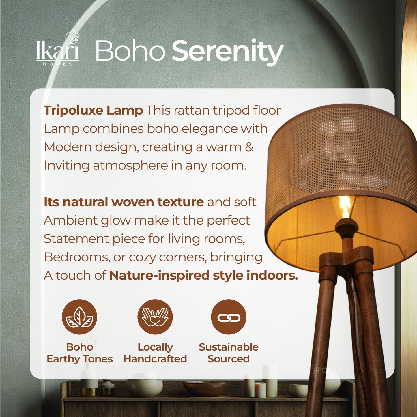Tripoluxe Rattan Floor Lamp