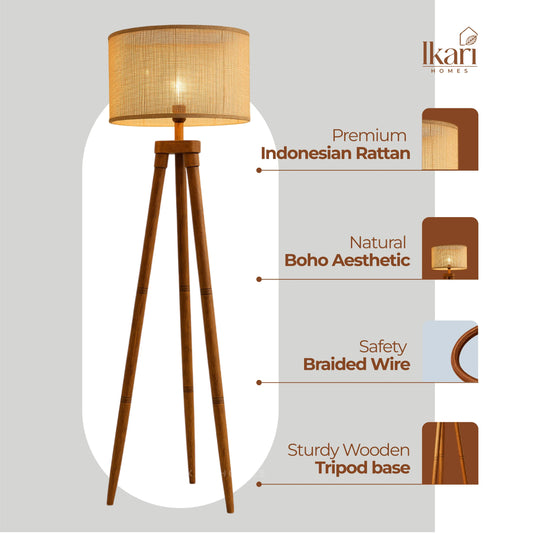 Tripoluxe Rattan Floor Lamp