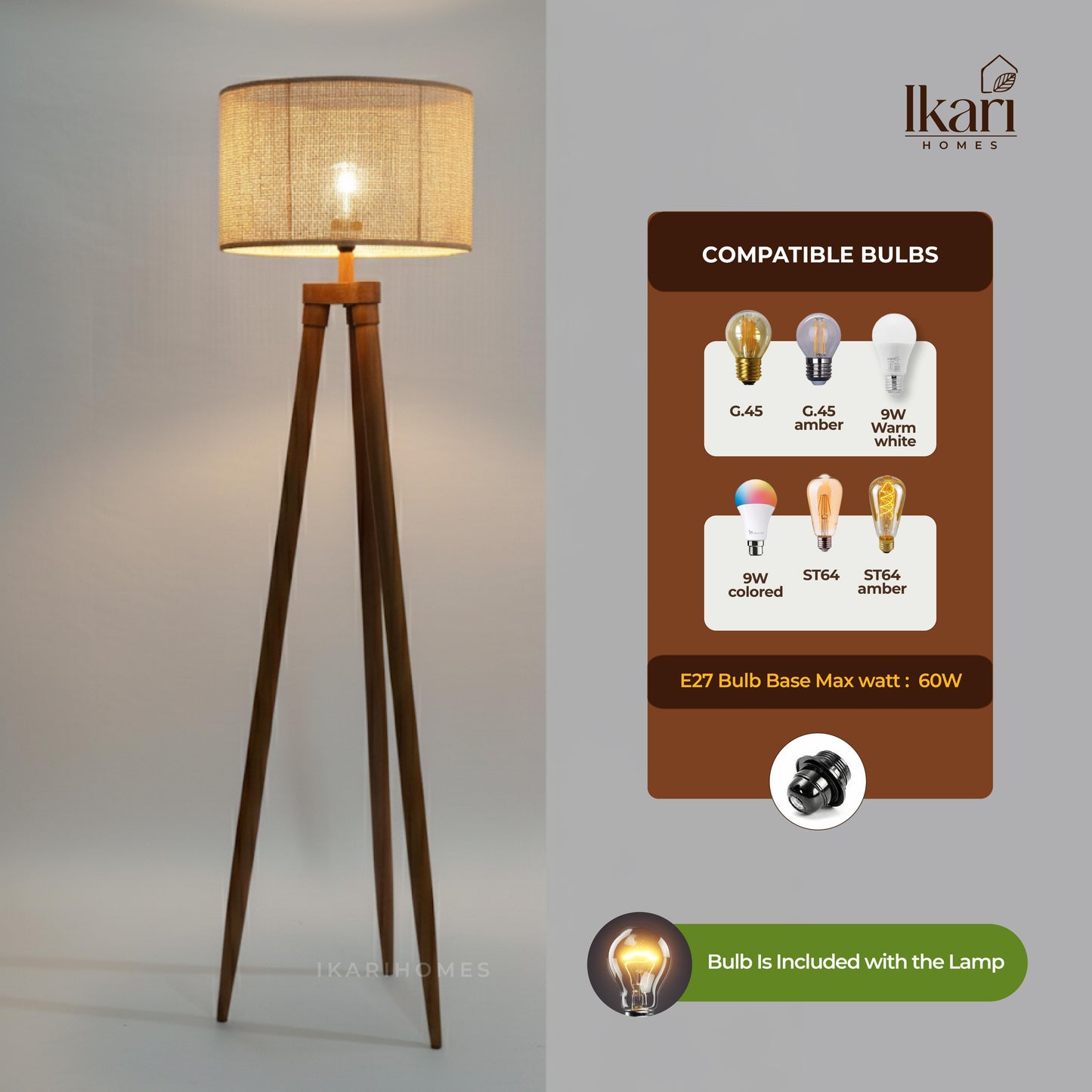 Tripoluxe Rattan Floor Lamp