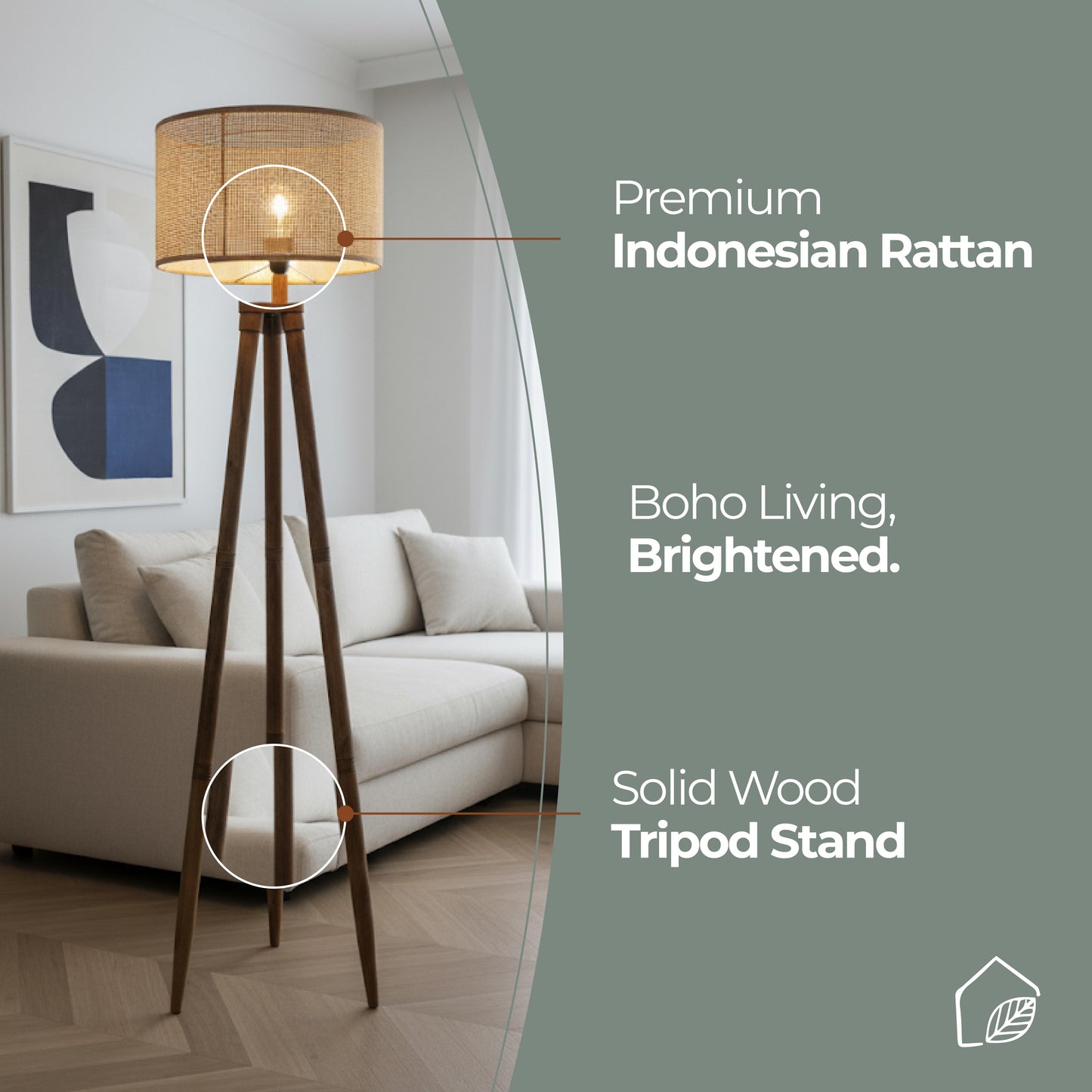 Tripoluxe Rattan Floor Lamp