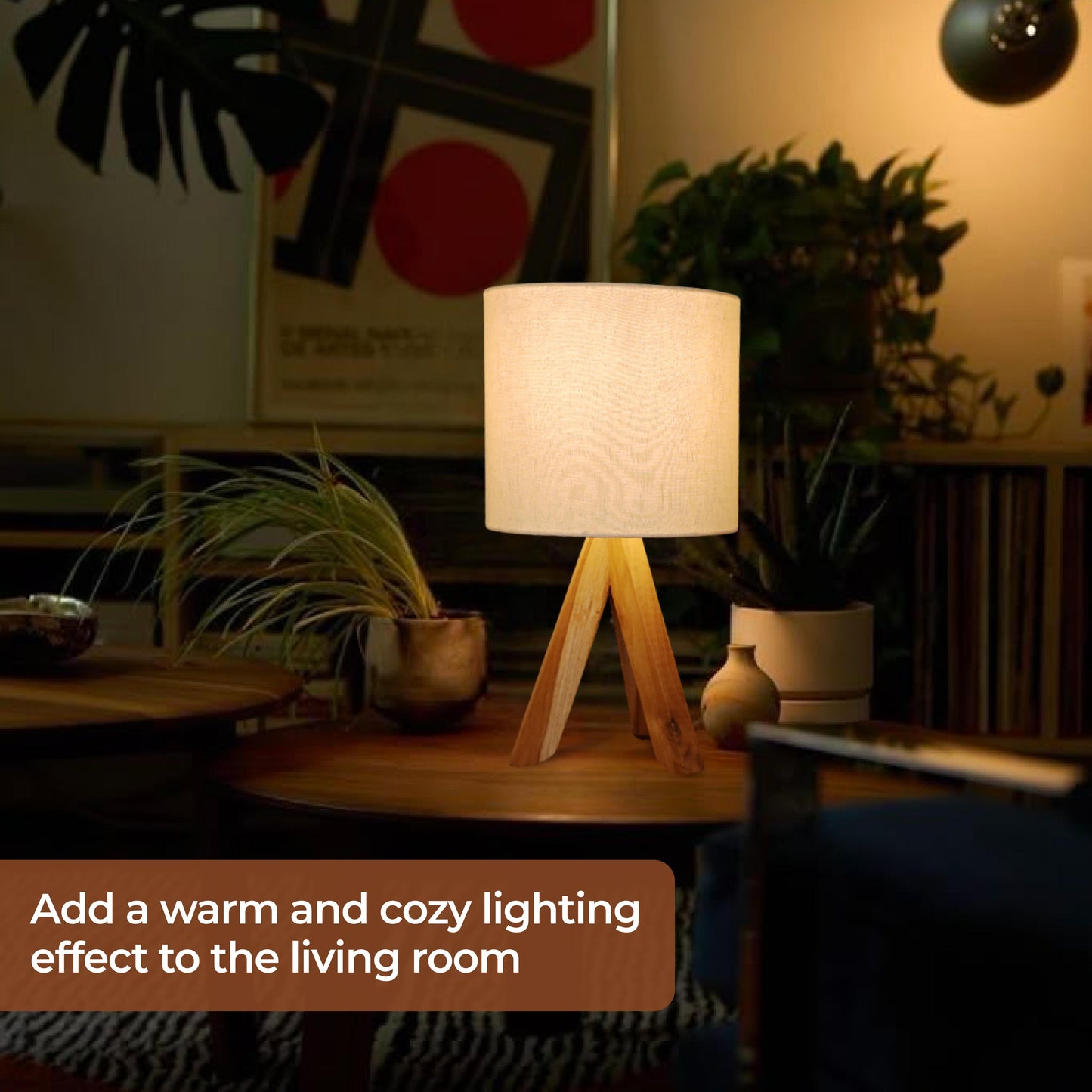 Modern Wooden Tripod Table Lamp – Artisanal Elegance with a Rustic Touch