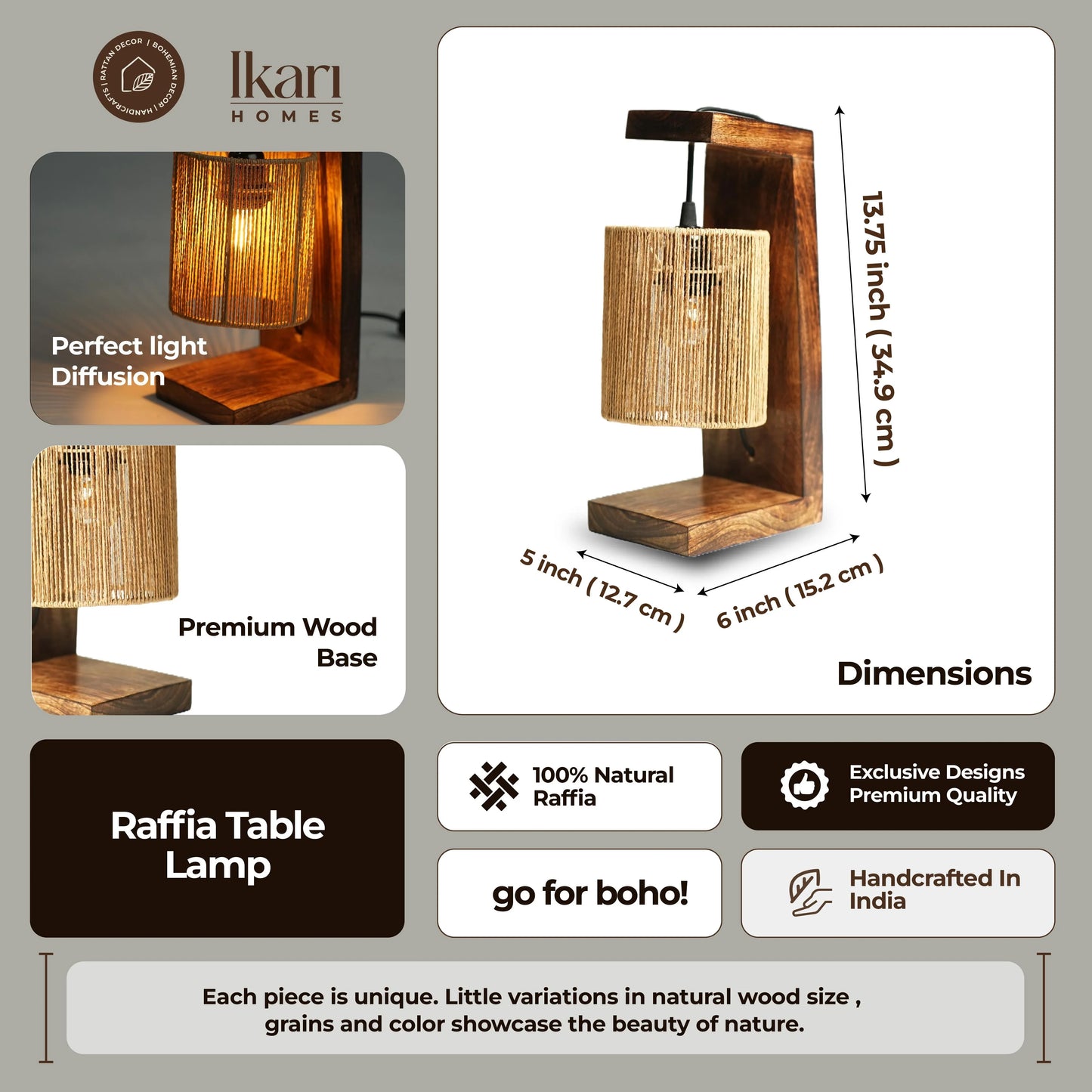 Rustic Raffia Table Lamp – Earthy Texture, Serene Glow