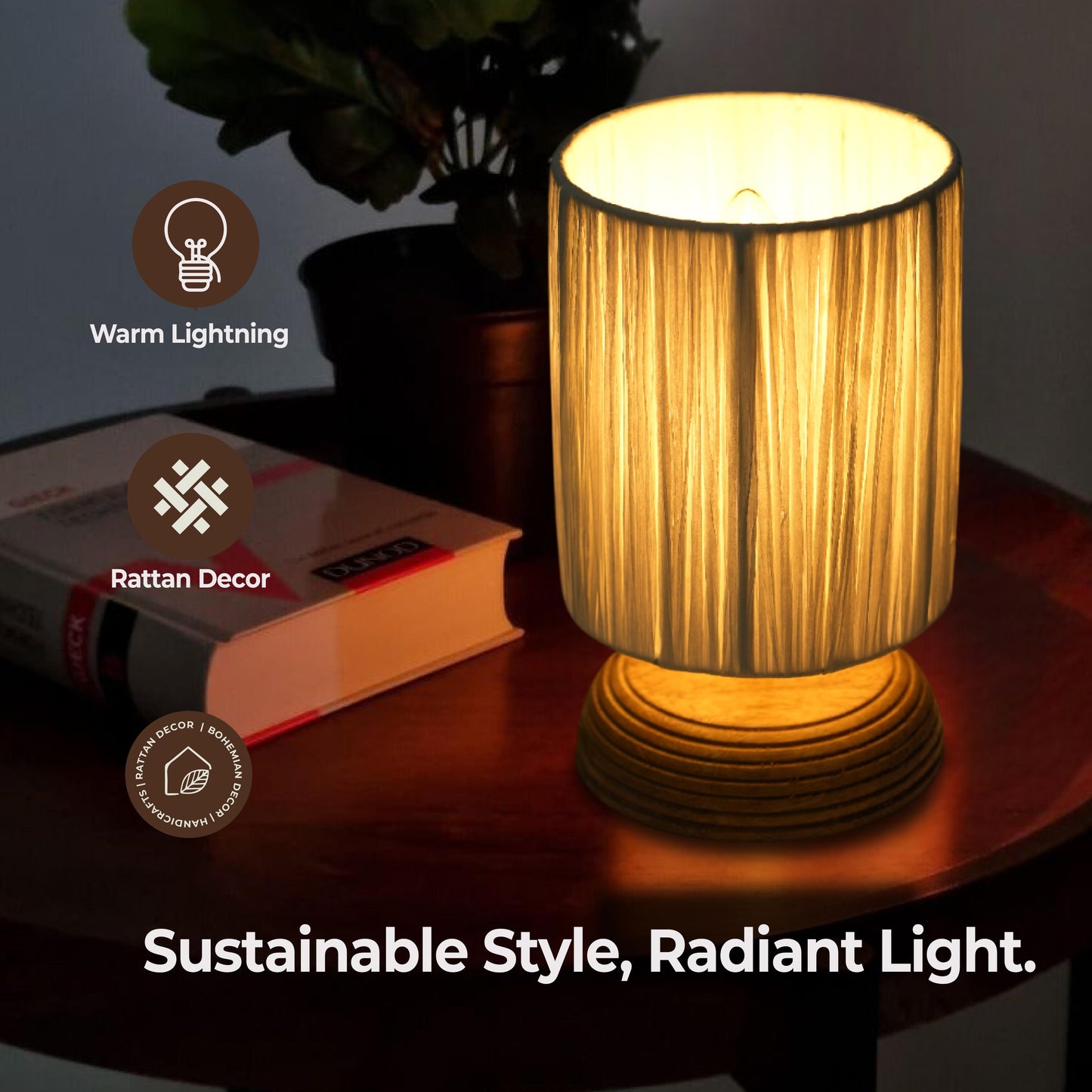 TerraGlow Raffia Table Lamp