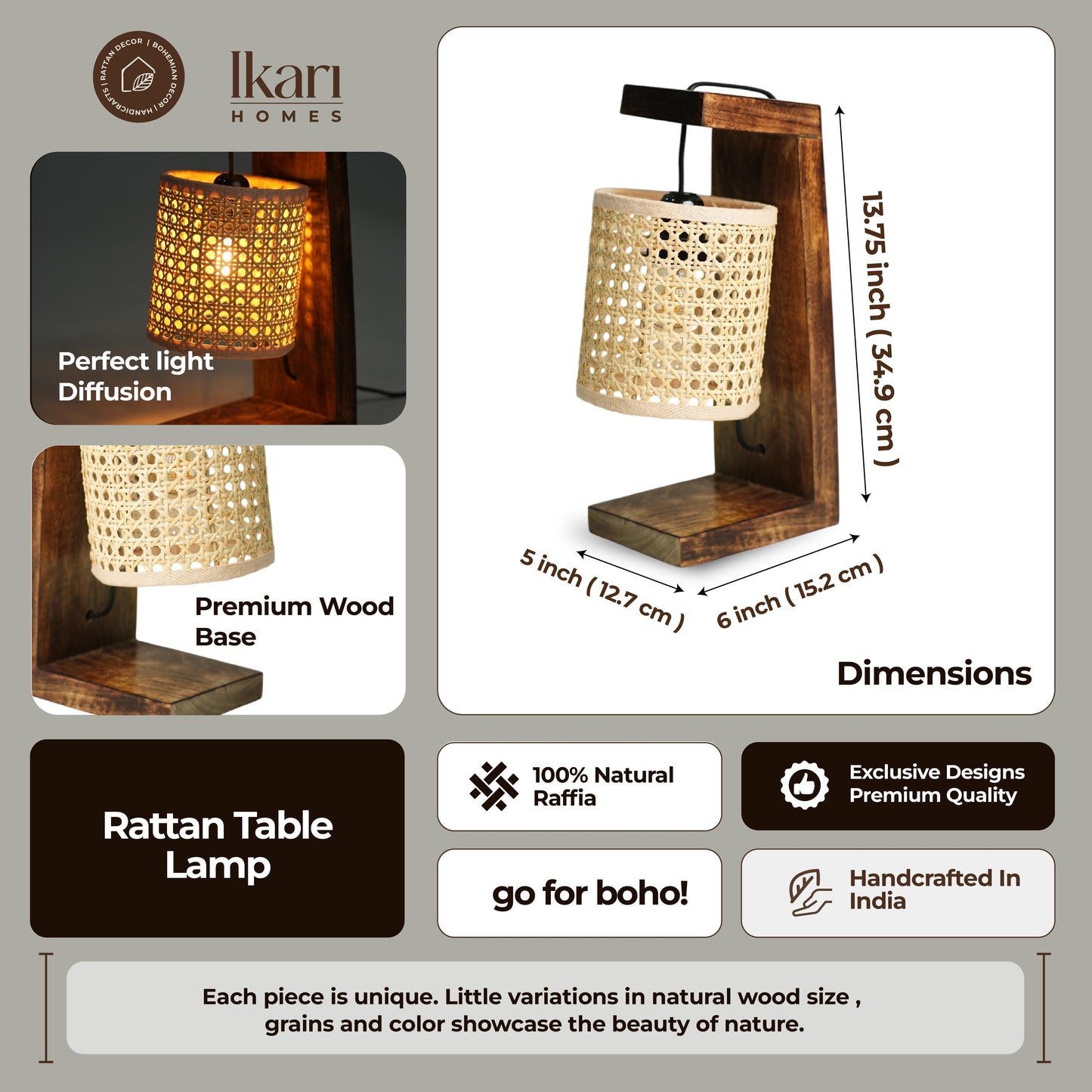 Rustic Rattan Table Lamp – Woven Charm, Gentle Glow