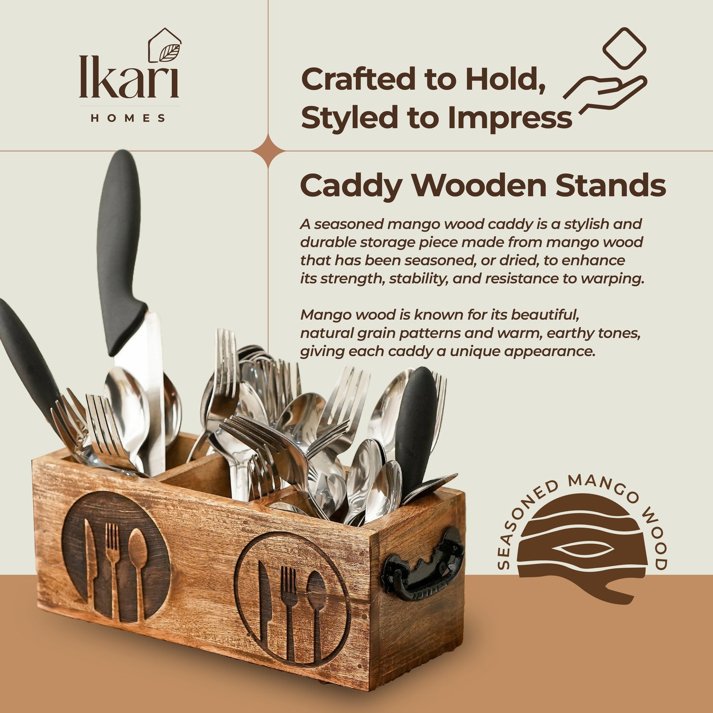 Wooden Caddy and Cutlery Stand