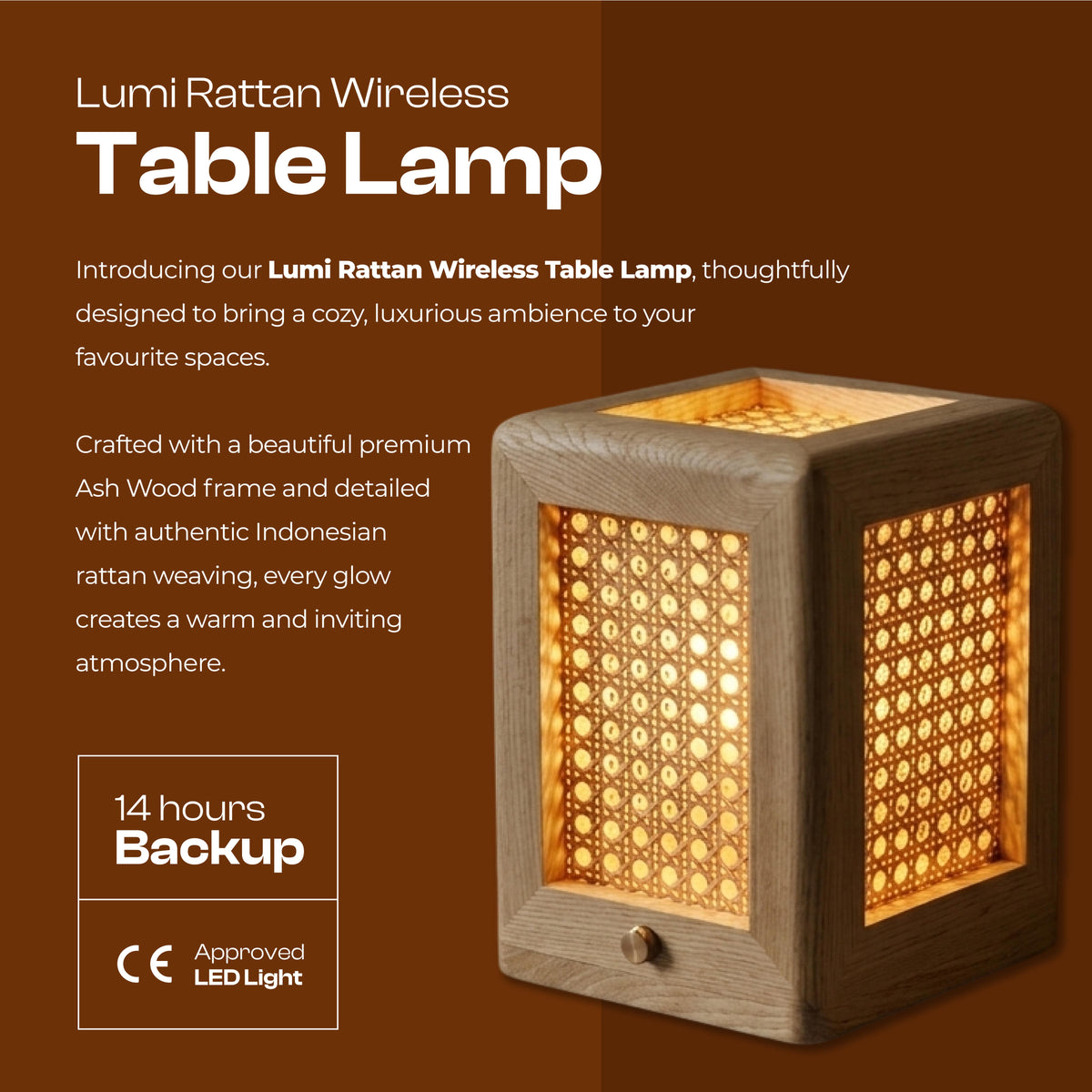 Lumi Rattan Wireless Table Lamp