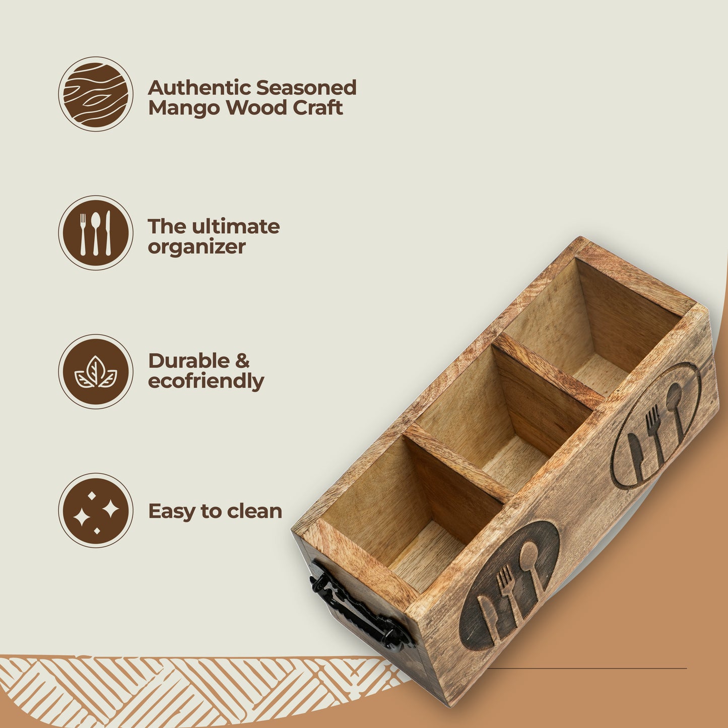 Wooden Caddy and Cutlery Stand