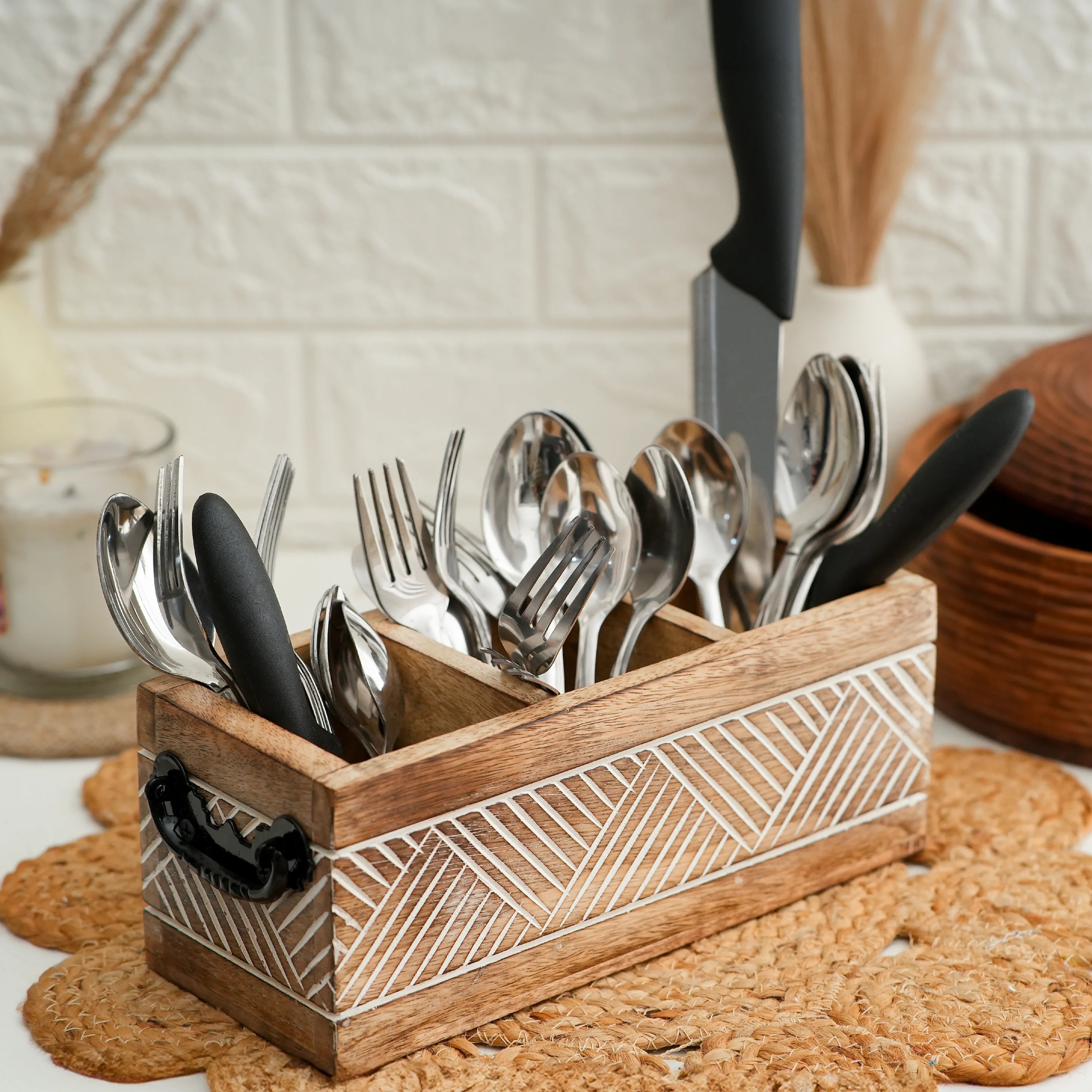 Wooden Antique Cutlery Stand