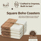Boho Square Coasters – Natural Marble and Wood Blend (Set of 4)