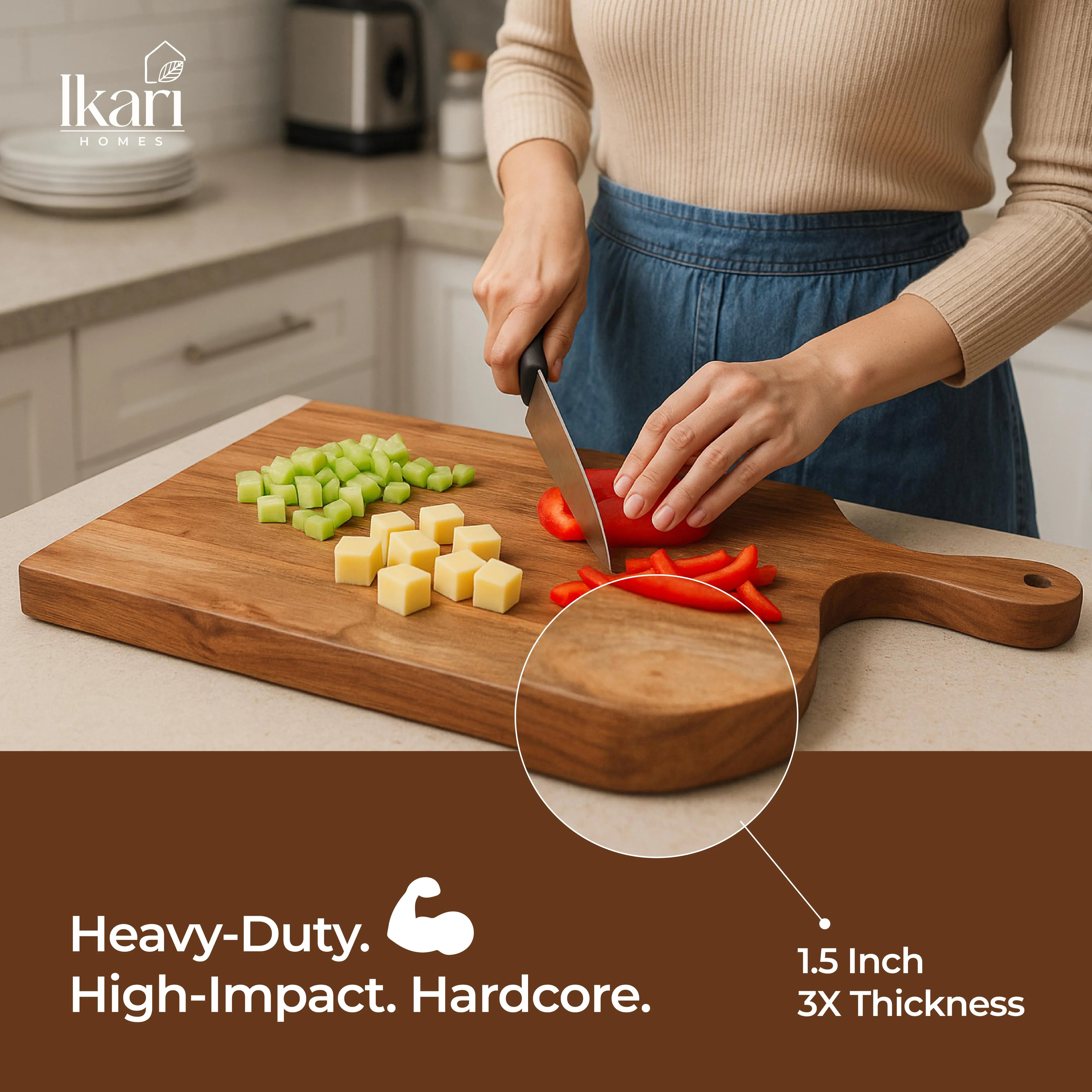 Chop Force Heavy Chopping Board - Washable with Acacia Wood