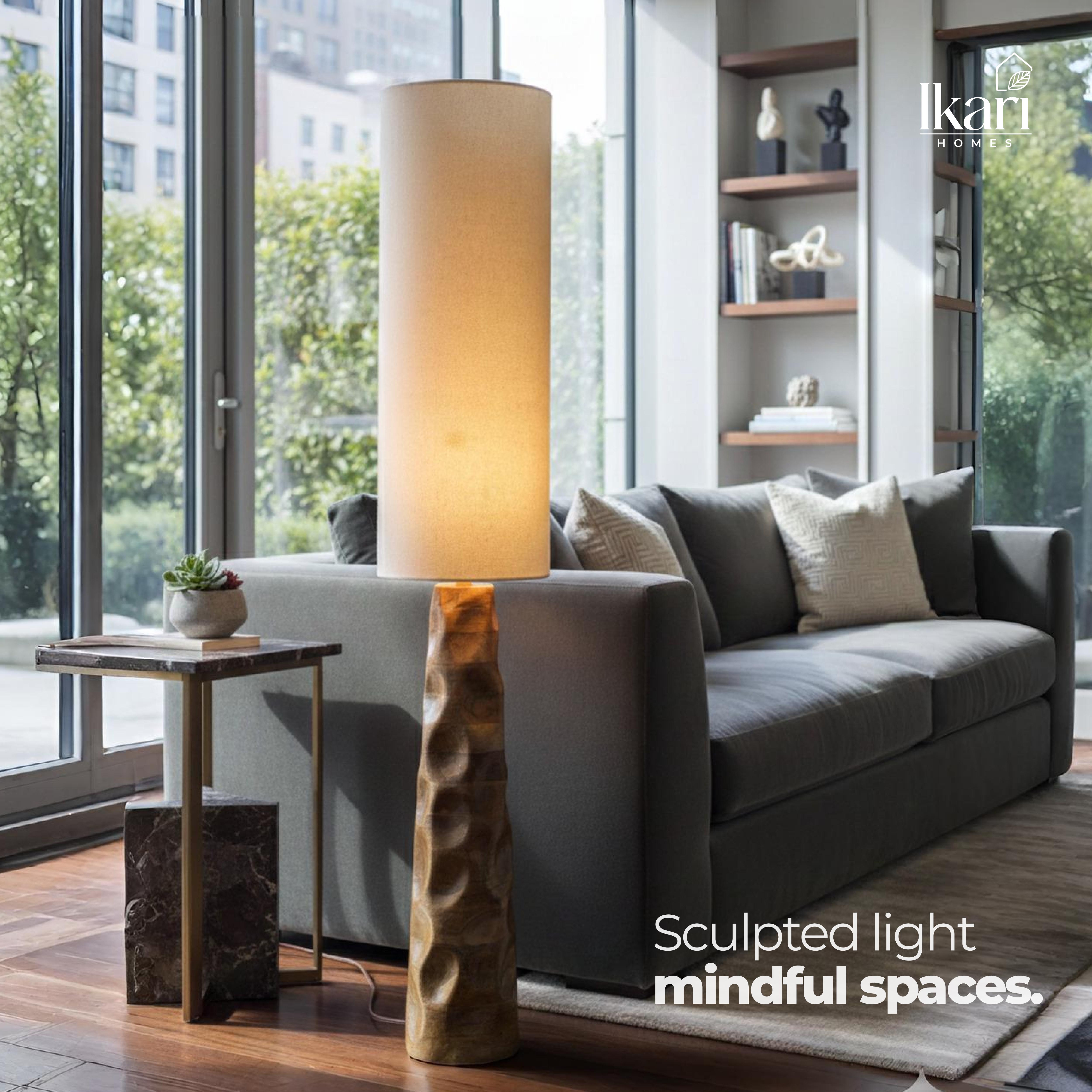 Arco Carved Floor Lamp - A Statement of Sculpted Warmth