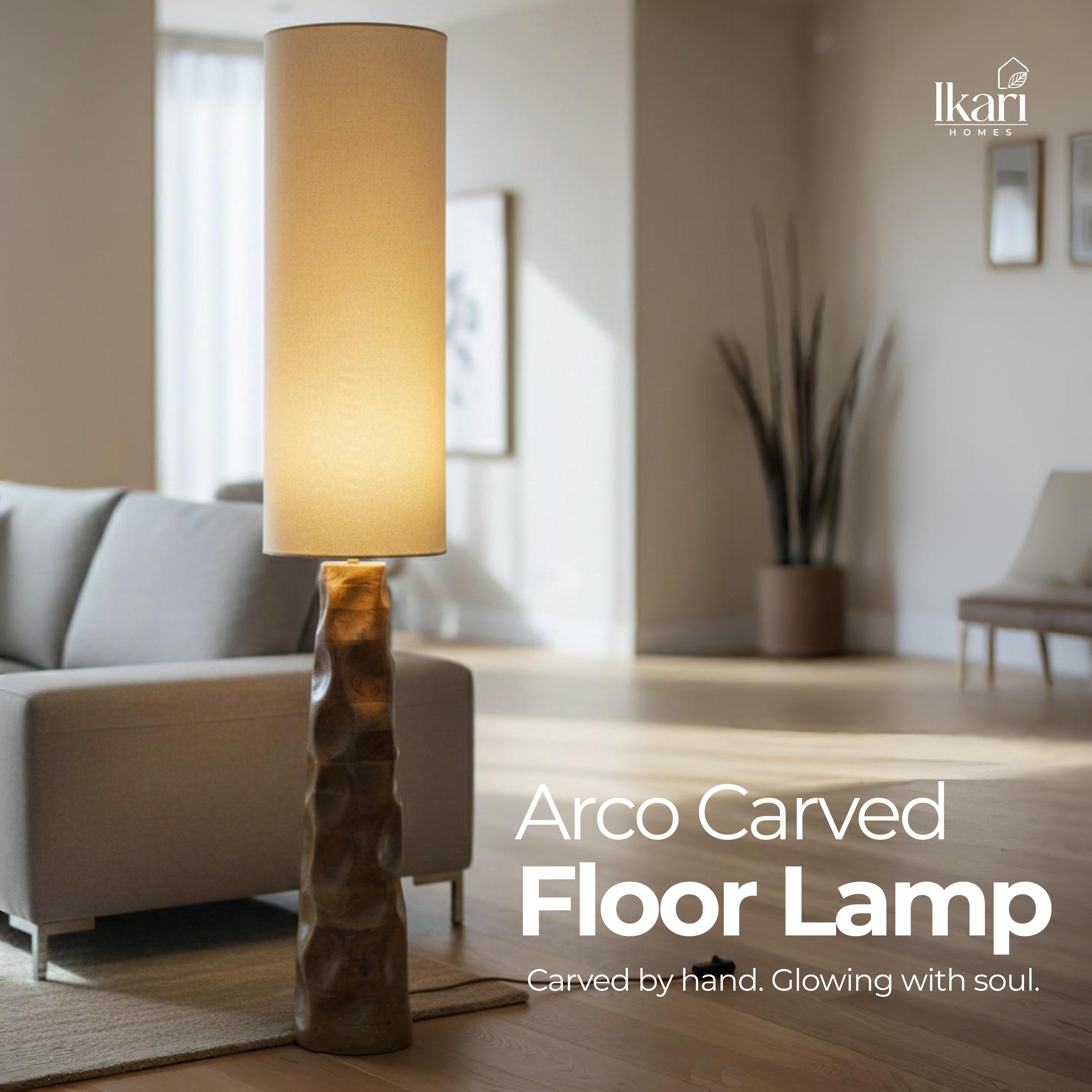 Arco Carved Floor Lamp - A Statement of Sculpted Warmth