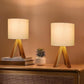 Modern Wooden Tripod Table Lamp – Artisanal Elegance with a Rustic Touch