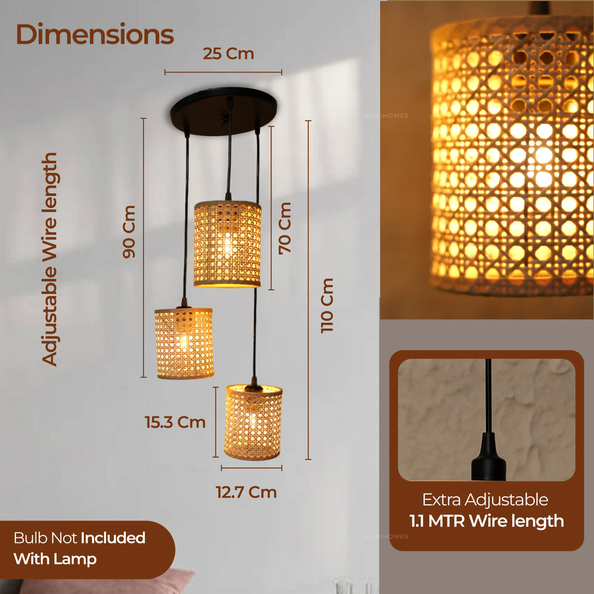 Rattan Woven Hanging Lamp Chandelier