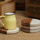 Round Marble & Wood Coasters, Set of 4