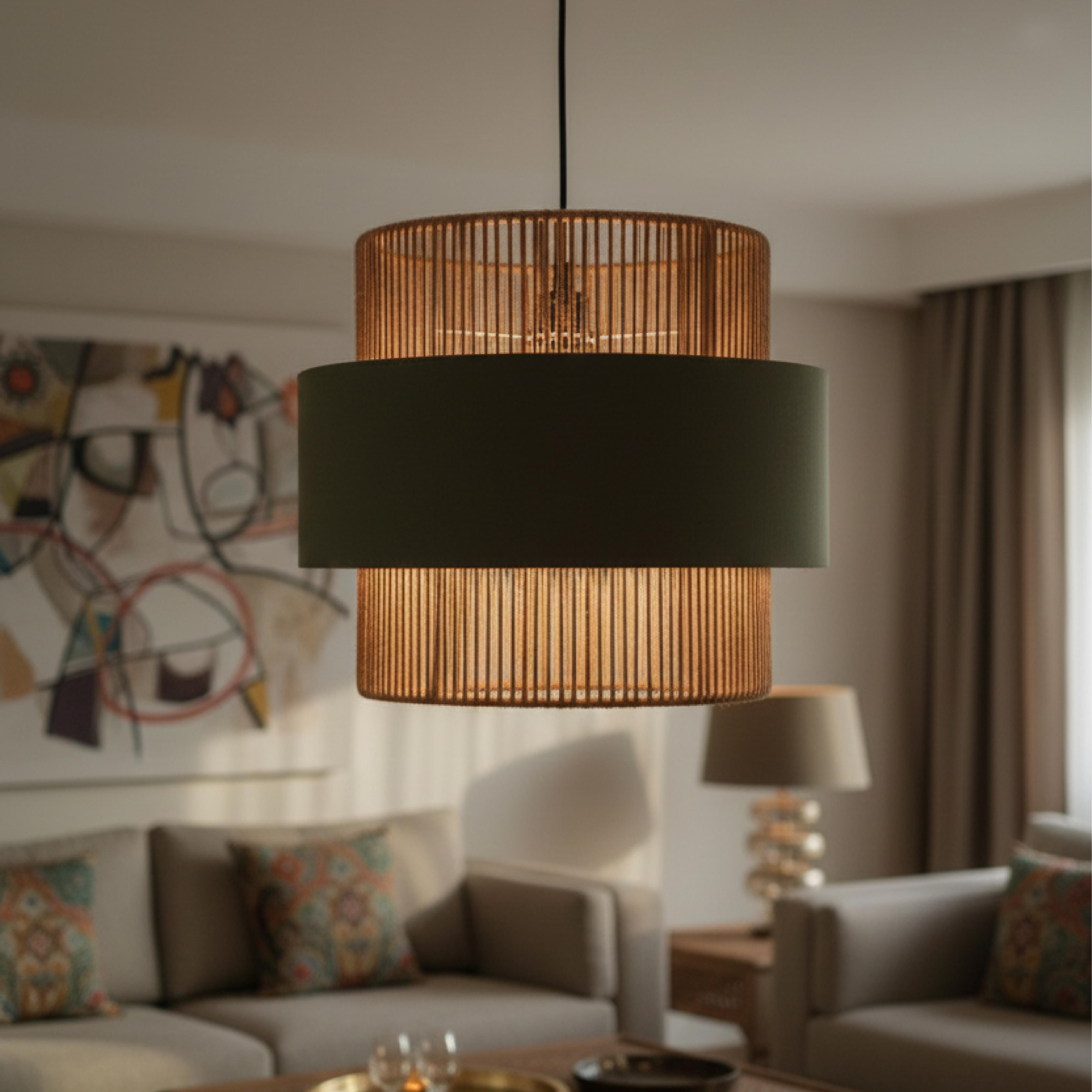 Raffia Olivo Weave Chandelier