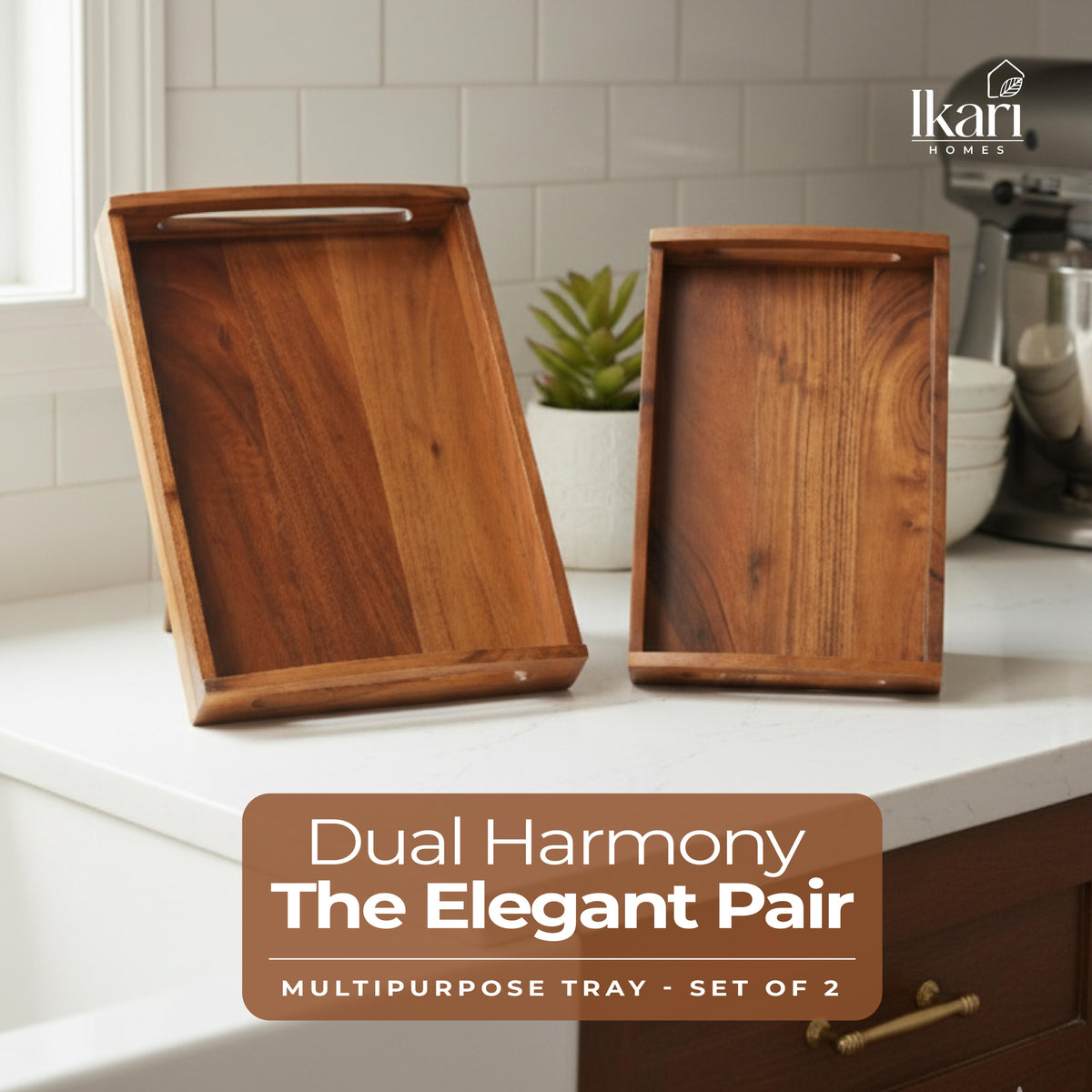 Dual Harmony Acacia Tray Set of 2