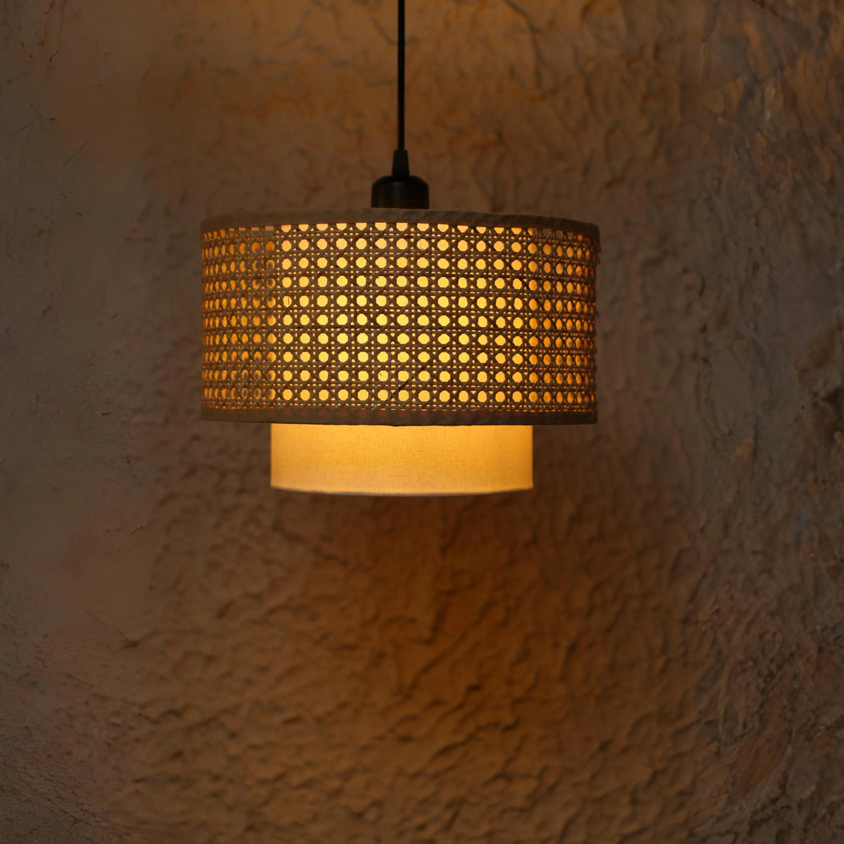 Hexa Duo Rattan Hanging Lamp (Big Size - 14 Inch)