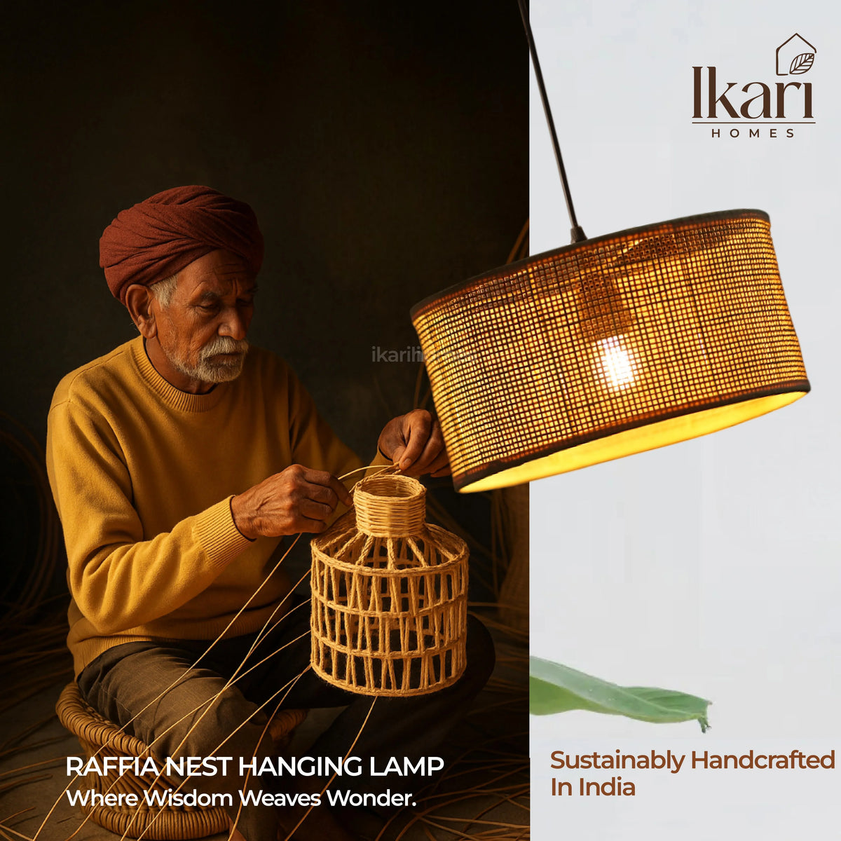 Rattan pendant Lamp shade - 12 inch