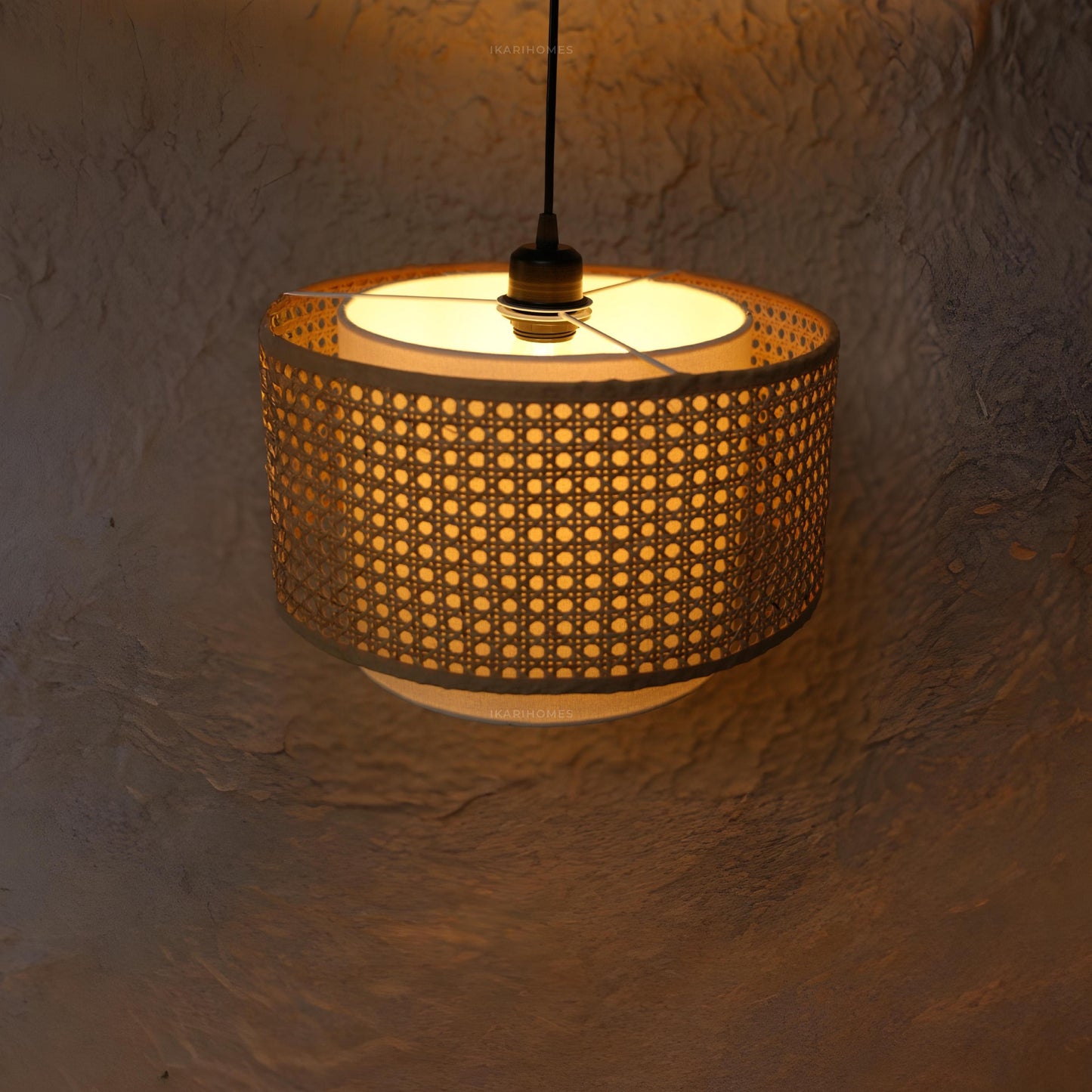 Hexa Duo Rattan Hanging Lamp  (Big Size - 14 Inch)