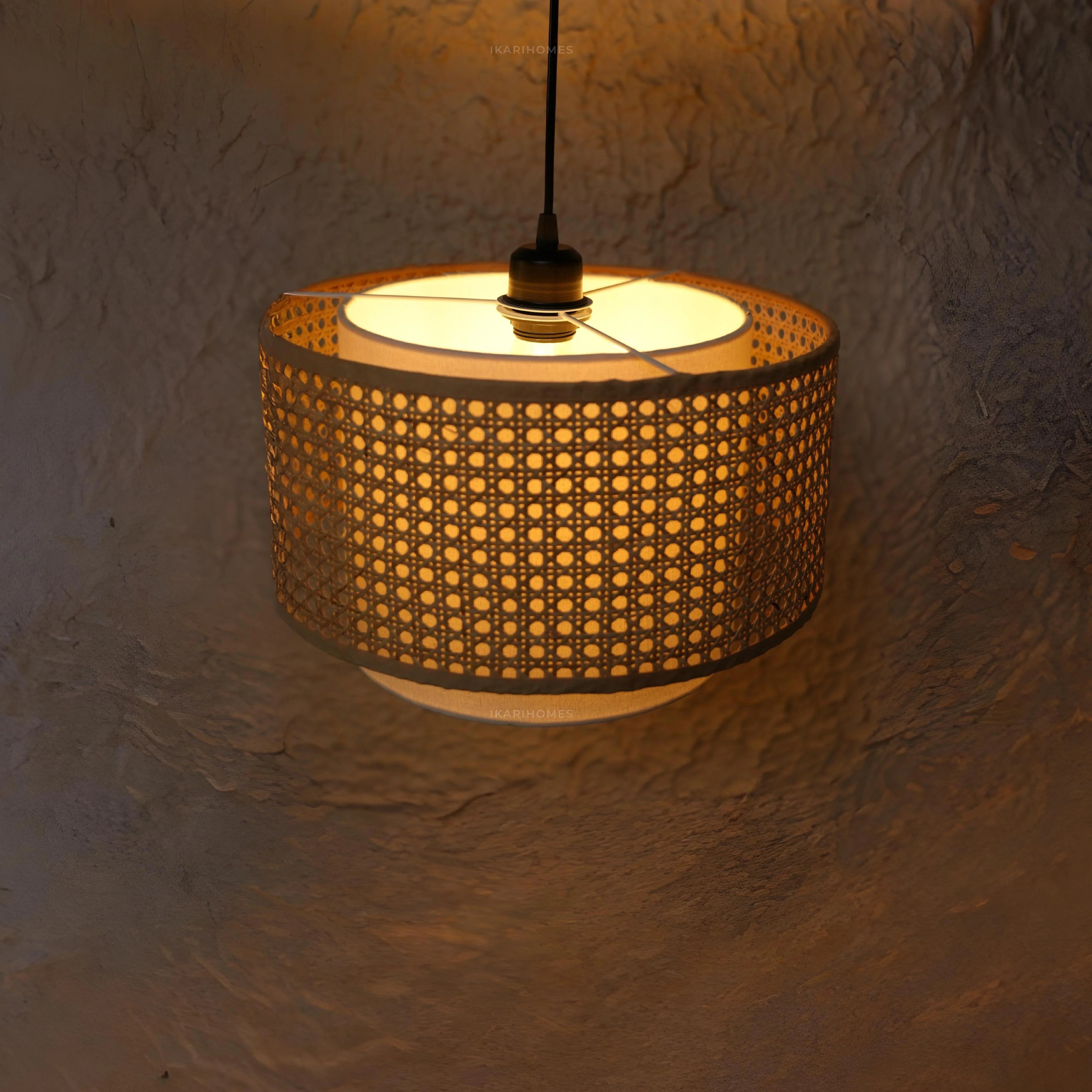 Hexa Duo Rattan Hanging Lamp (Big Size - 14 Inch)