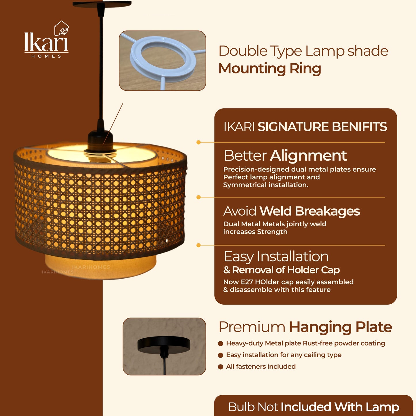 Hexa Duo Rattan Hanging Lamp  (Big Size - 14 Inch)