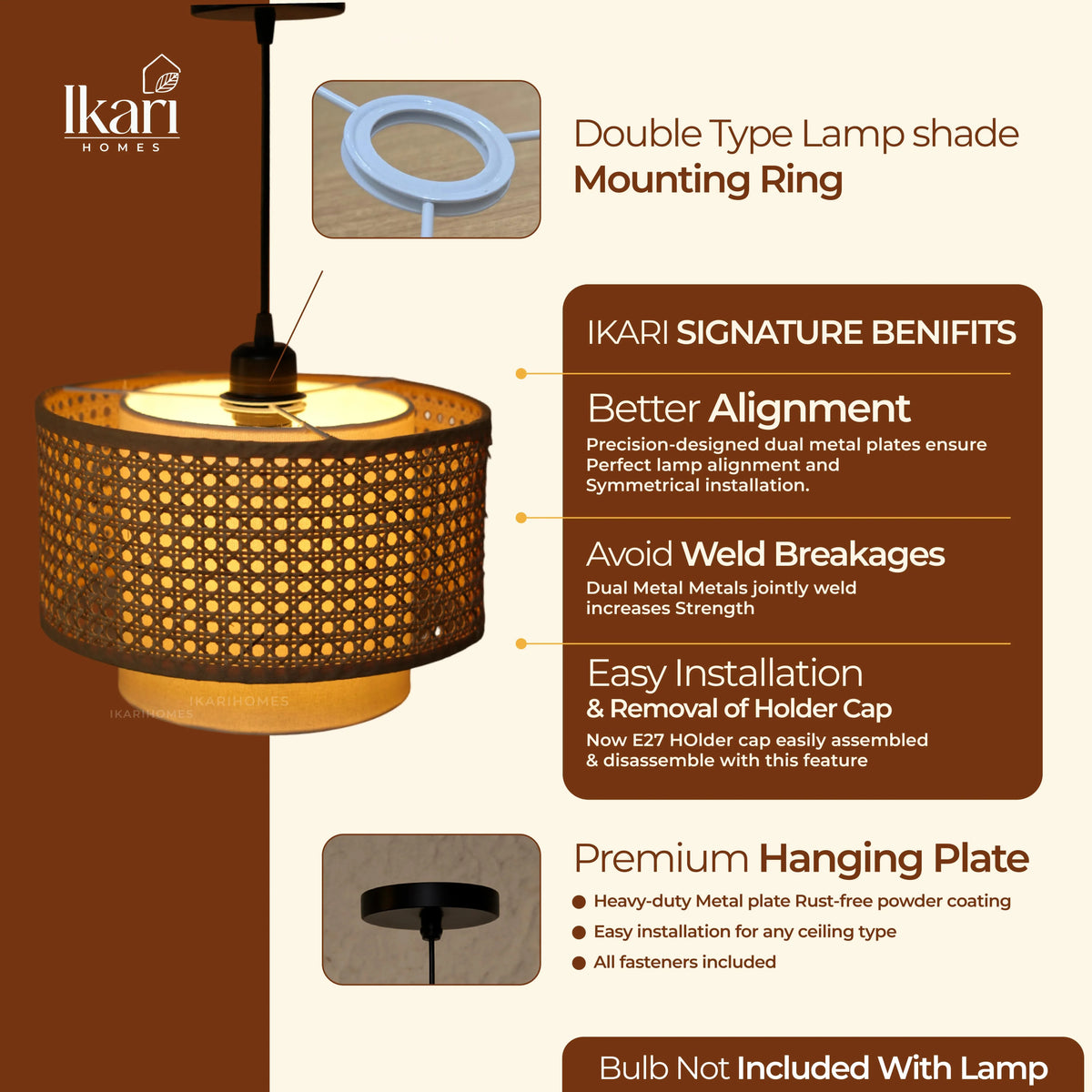 Hexa Duo Rattan Hanging Lamp (Big Size - 14 Inch)