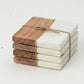 Boho Square Coasters – Natural Marble and Wood Blend (Set of 4)