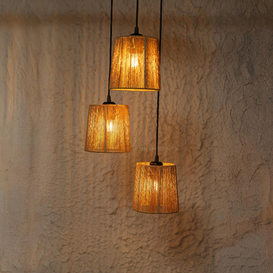 Twisted Woven Hanging Lamp Boho Chandelier