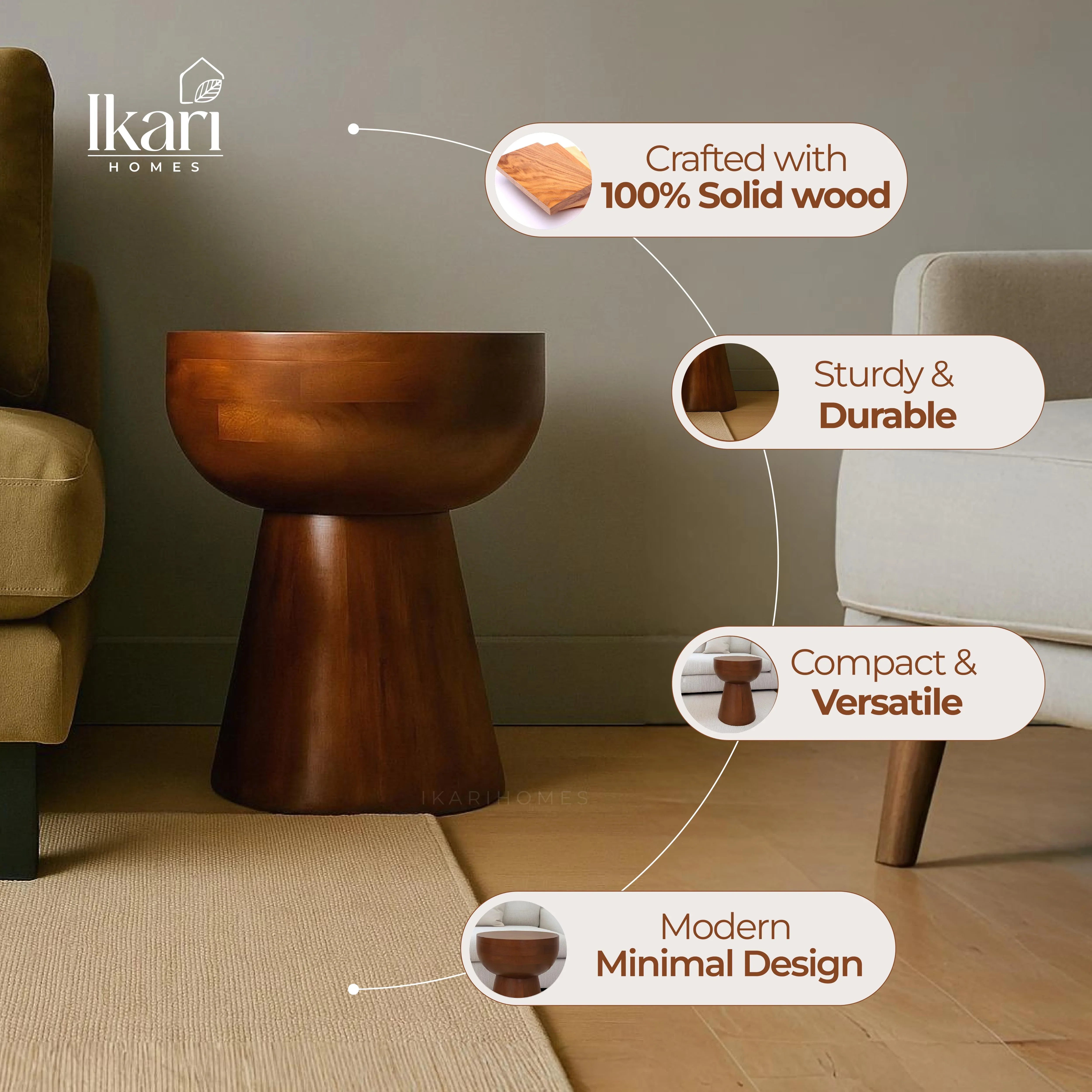 Lusso Ottoman Side Accent Table