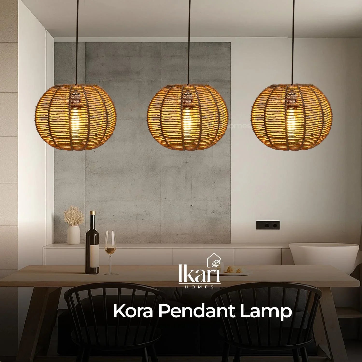 Kora Raffia Pendant Lamp - Handwoven Calm
