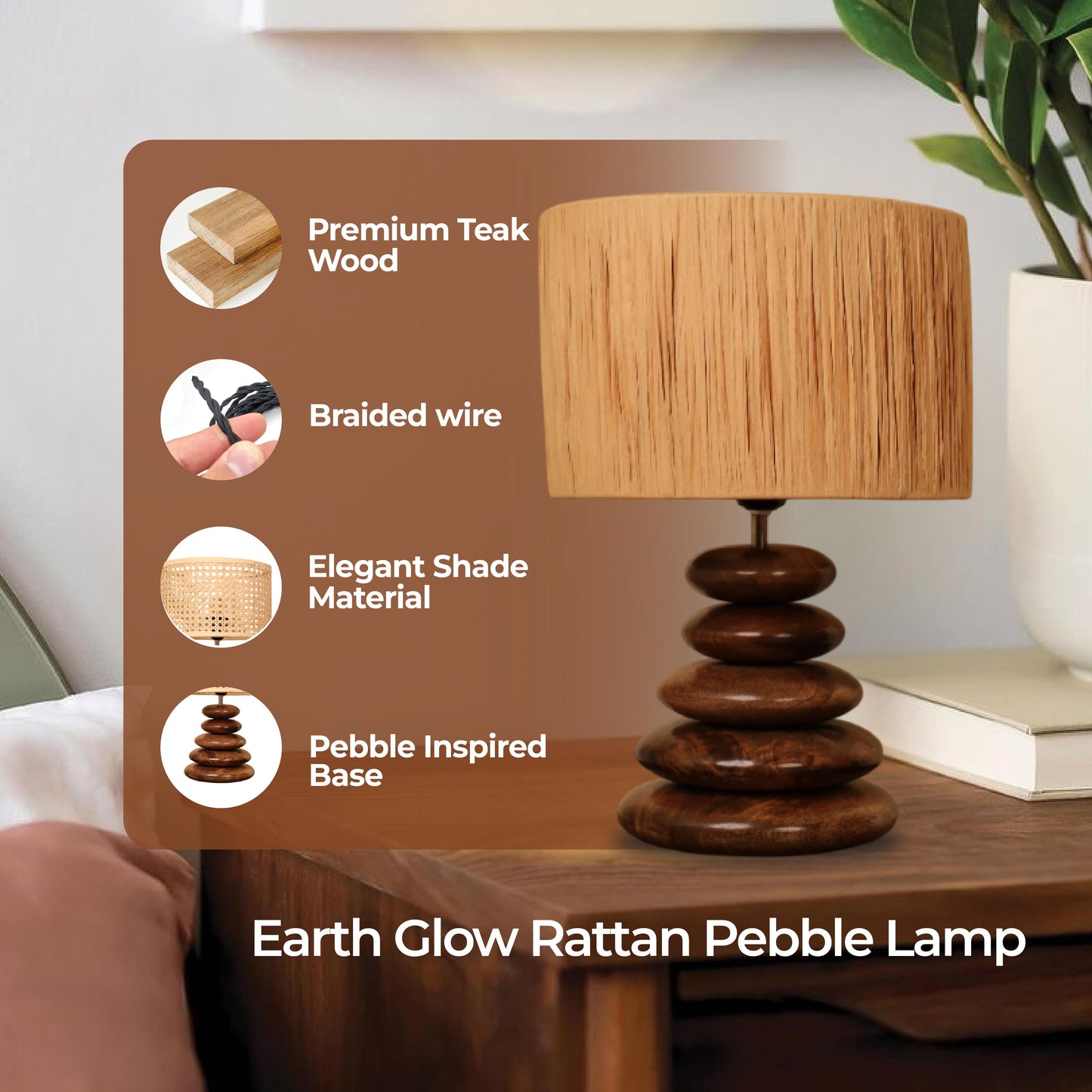 Earth Glow – Rattan Pebble Lamp