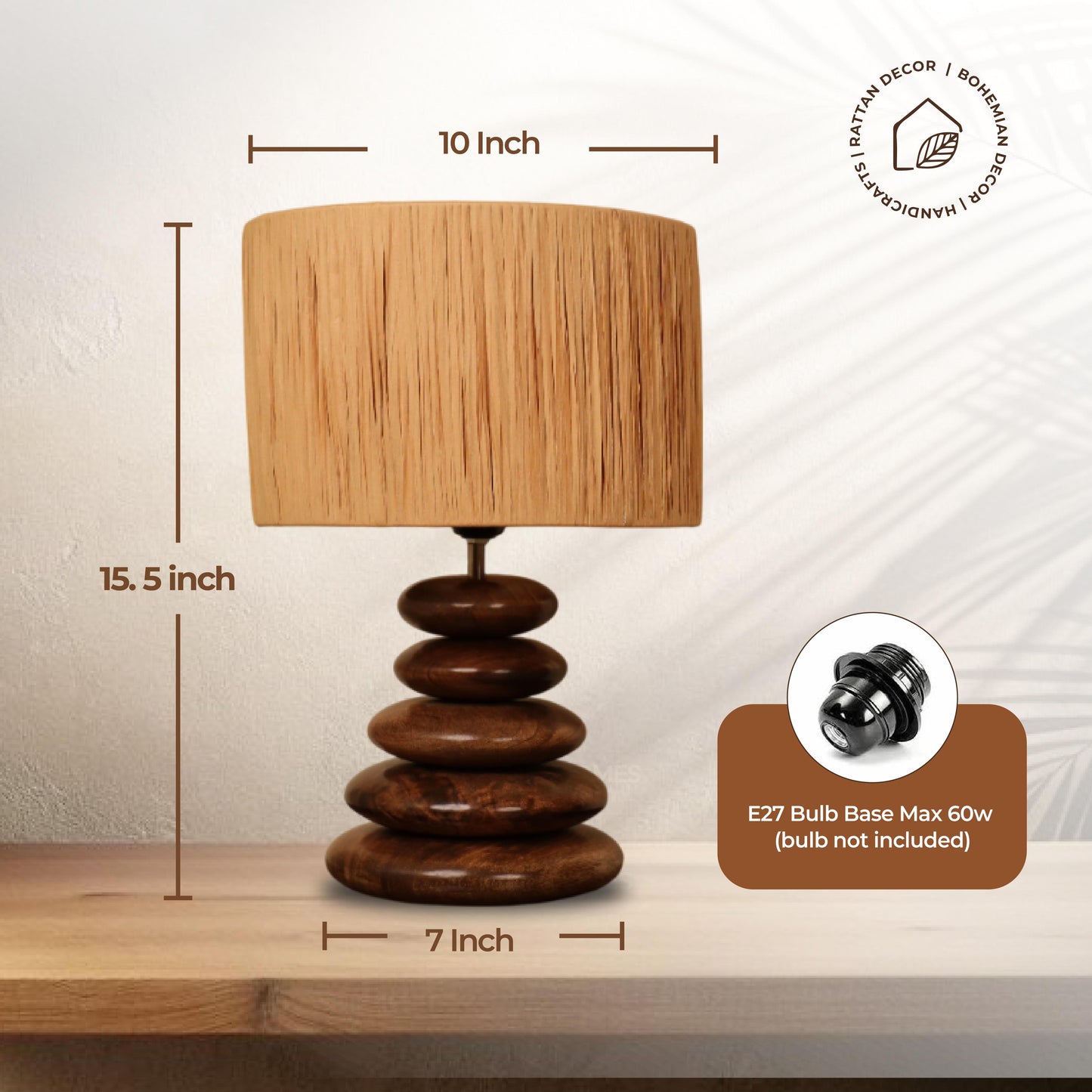 Earth Glow – Rattan Pebble Lamp