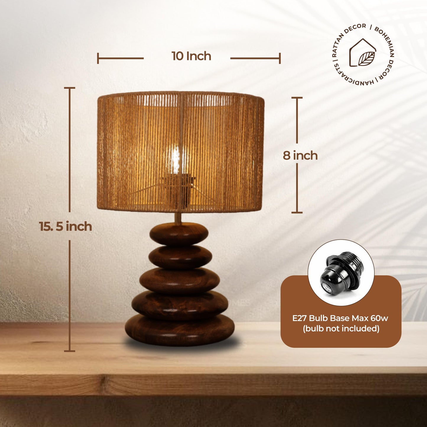 Mist Glow – Raffia Pebble Lamp