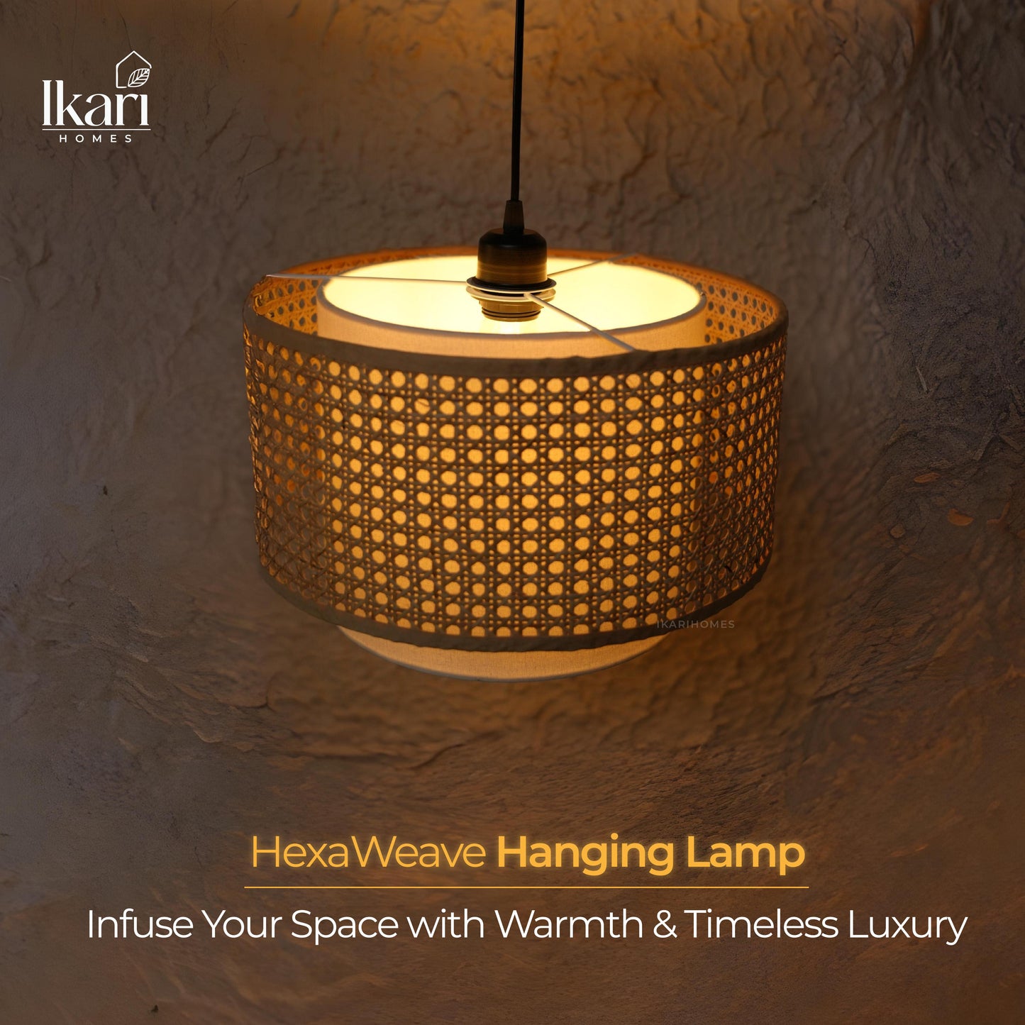 Hexa Duo Rattan Hanging Lamp  (Big Size - 14 Inch)