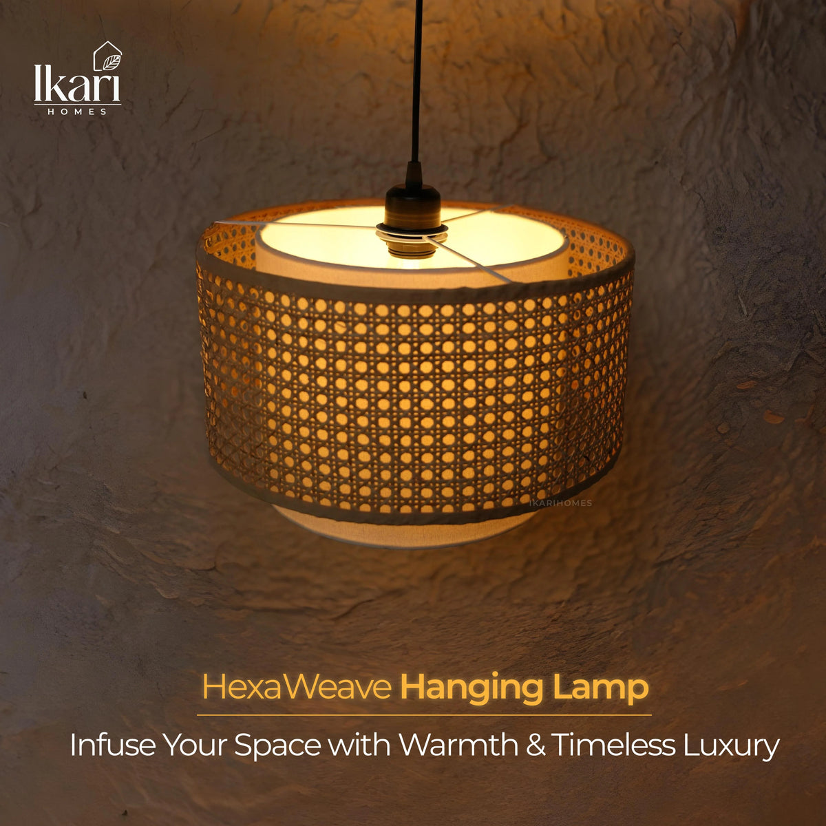 Hexa Duo Rattan Hanging Lamp (Big Size - 14 Inch)