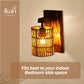 Rustic Wooden Wall Lamp – Textured Elegance, Boho Glow