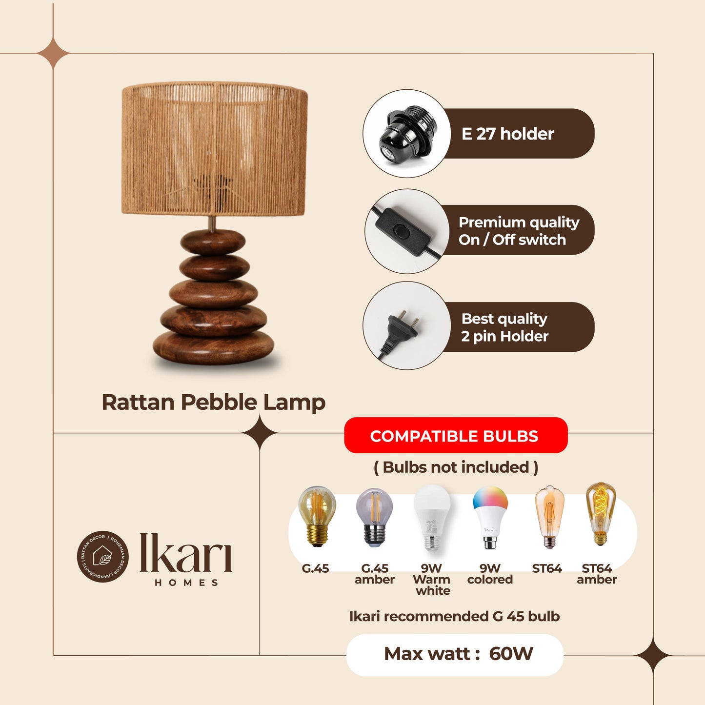 Mist Glow – Raffia Pebble Lamp