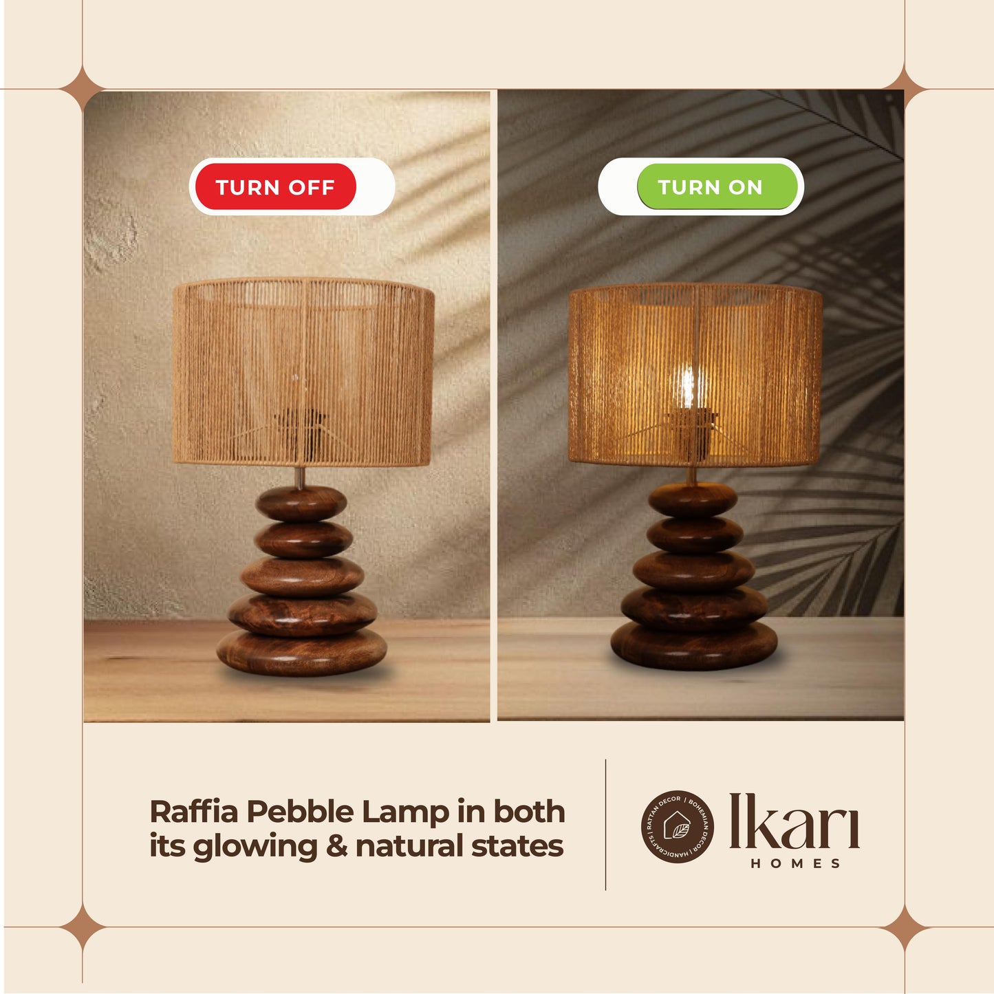 Mist Glow – Raffia Pebble Lamp