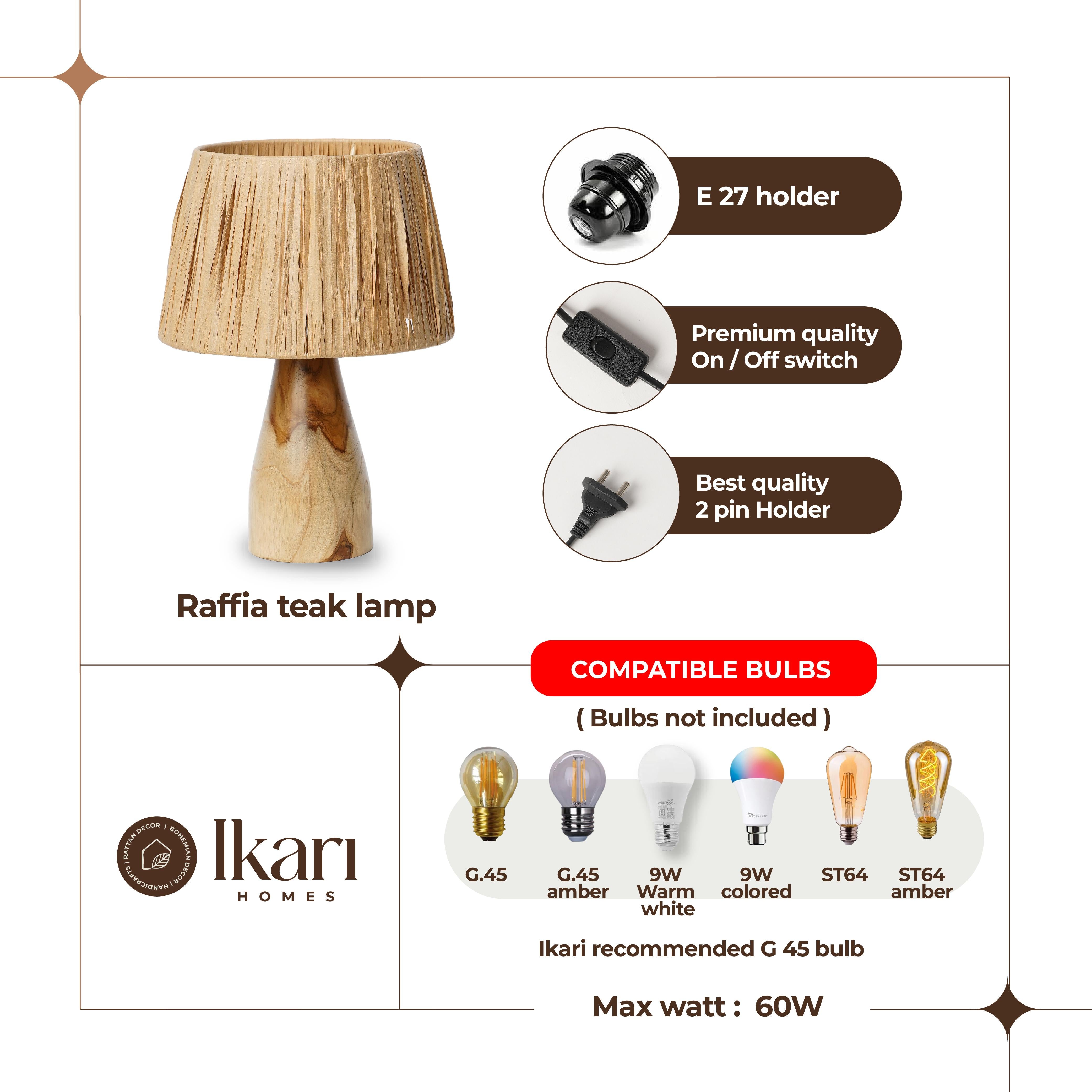 Raffia Teak Glow Lamp