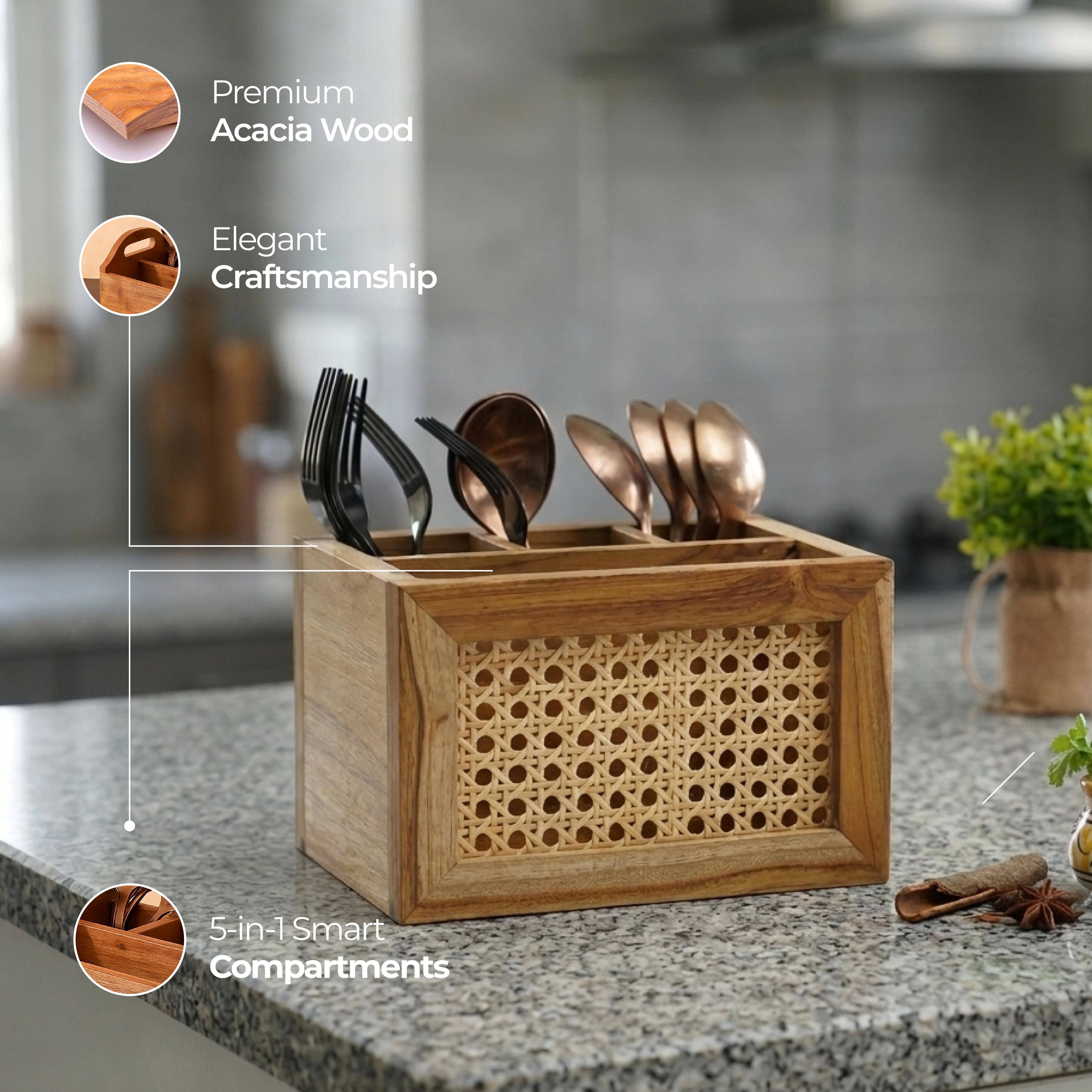 Weave Nest Rattan Cutlery Holder