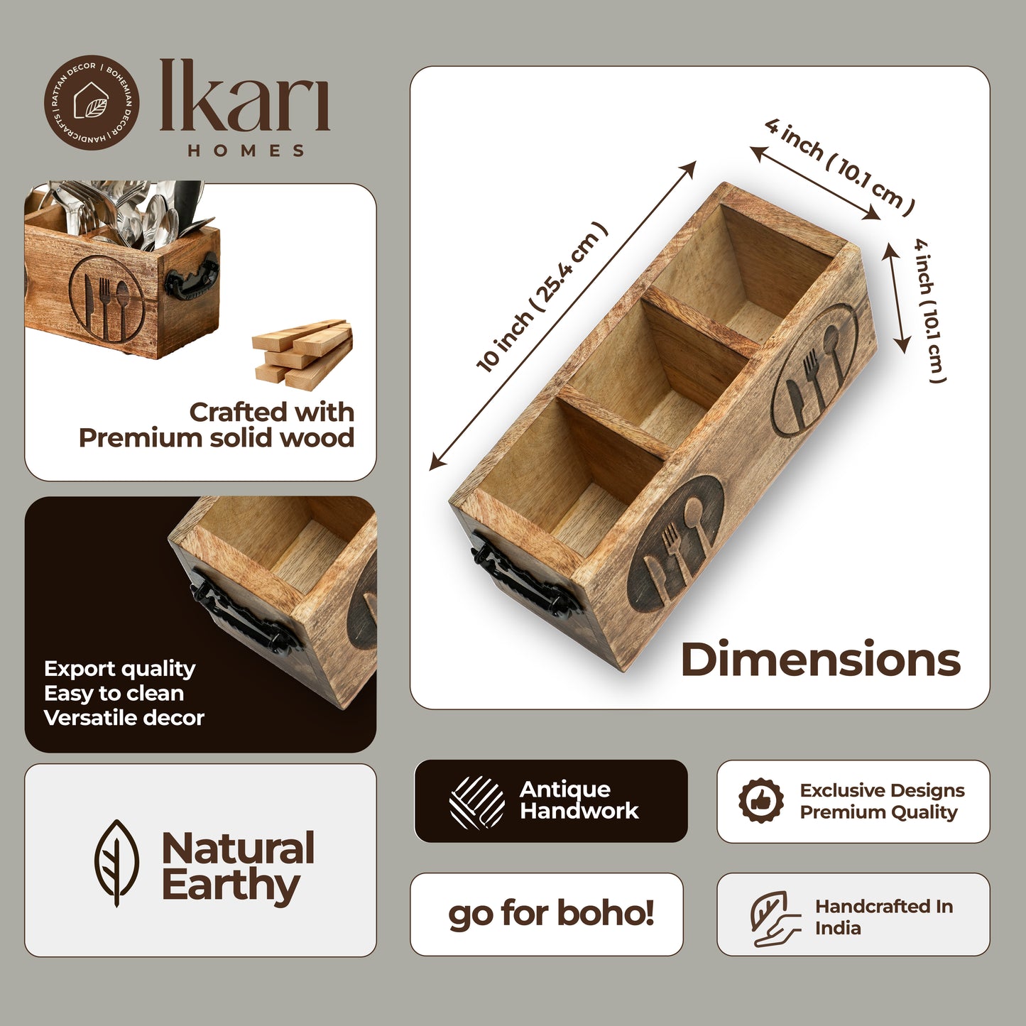 Wooden Caddy and Cutlery Stand