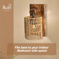 Rustic Wooden Wall Lamp – Textured Elegance, Boho Glow